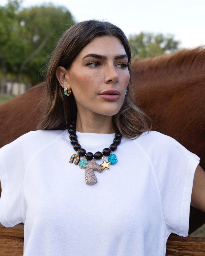 Turquoise Studded Hoop Earrings