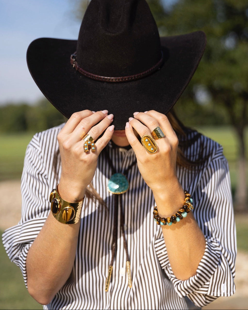 Turquoise & Tigers Eye Stretch Bracelet
