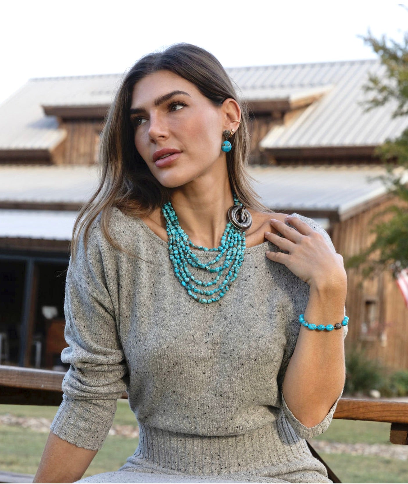 Turquoise with Diamond Clasp Bracelet
