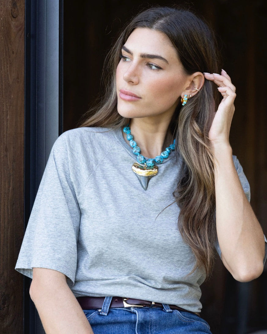 Turquoise Shark Tooth Statement Necklace