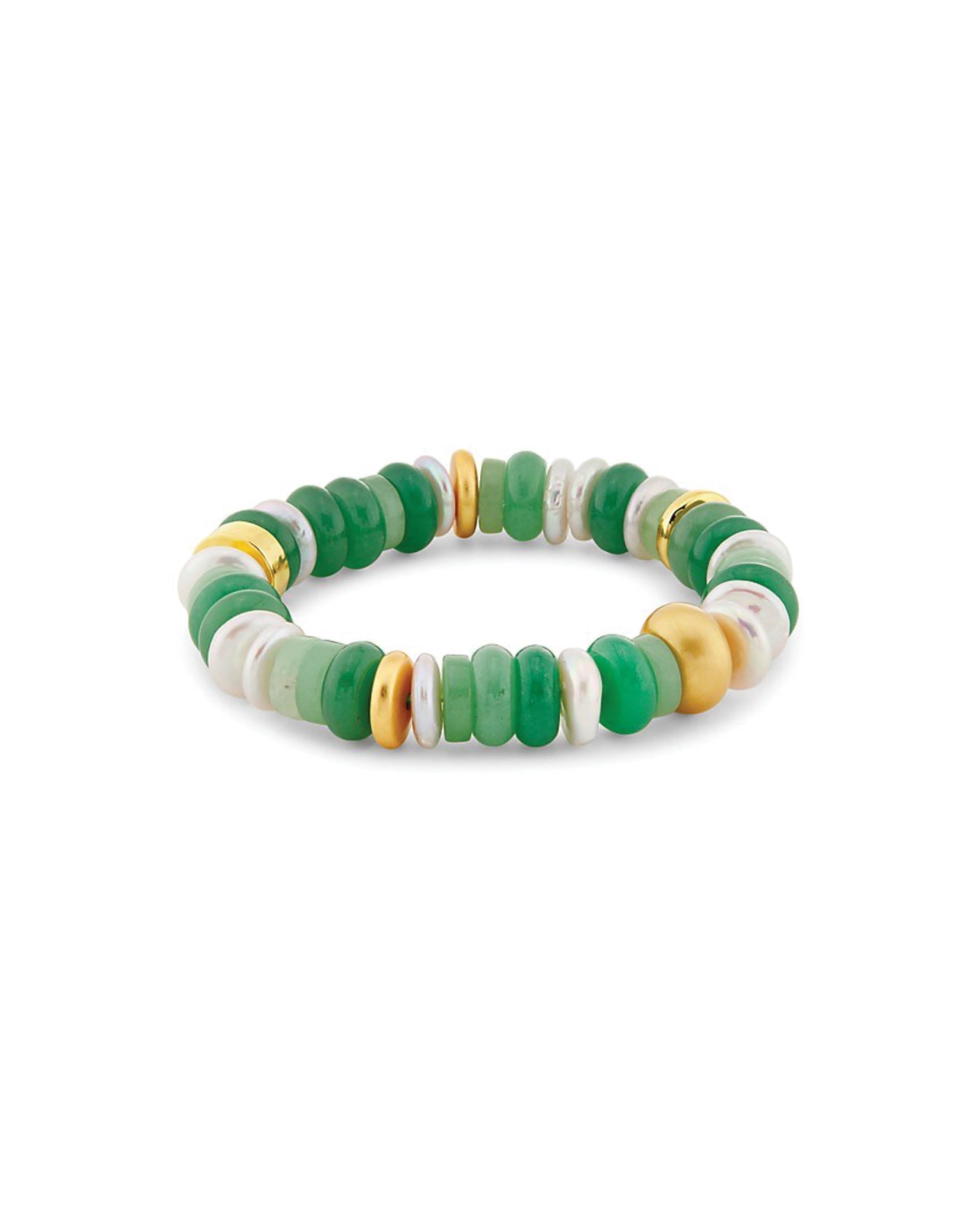 Jade Aventurine and Pearl Mix Stretch Bracelet