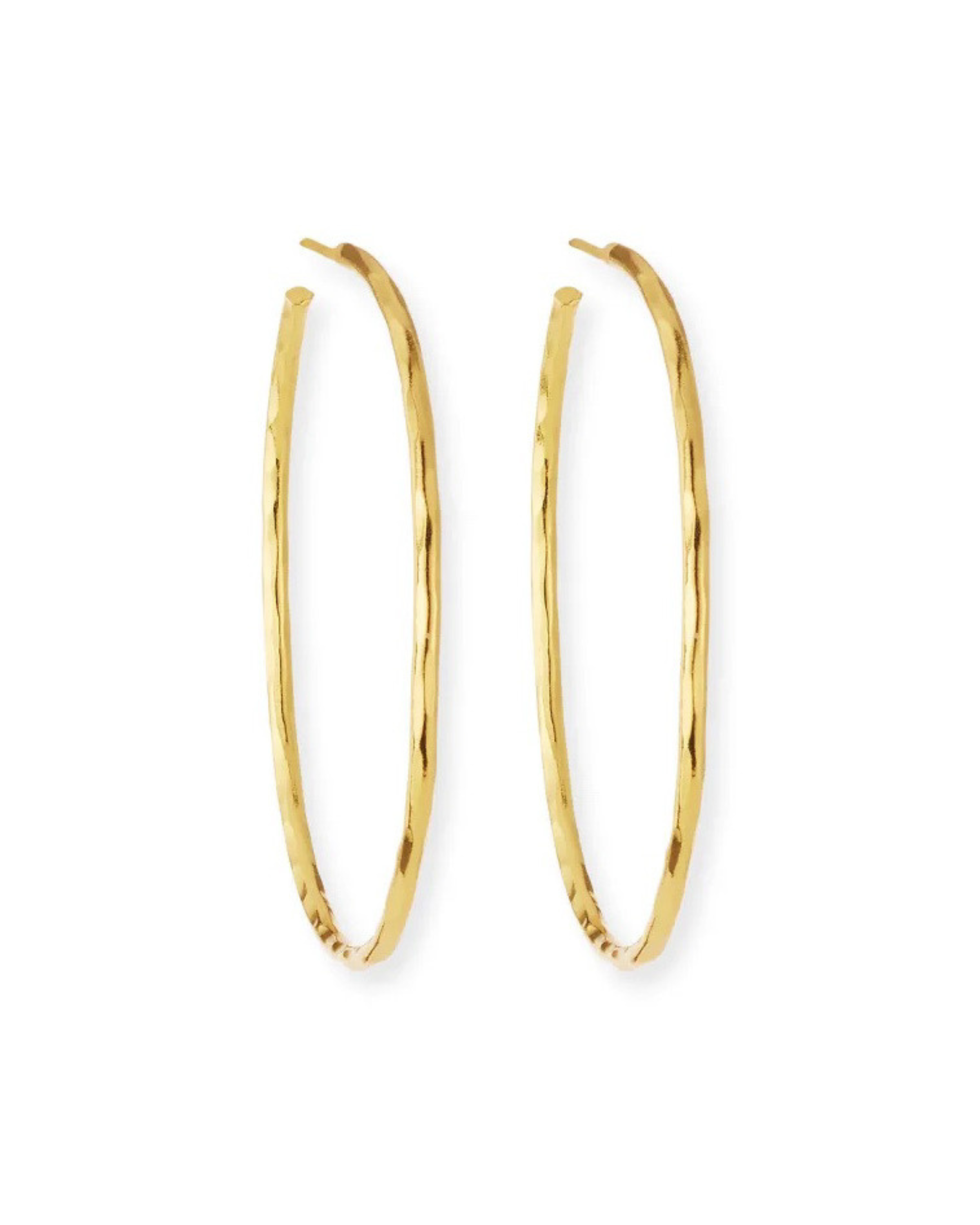 Thin Hammered Gold Hoop Earrings