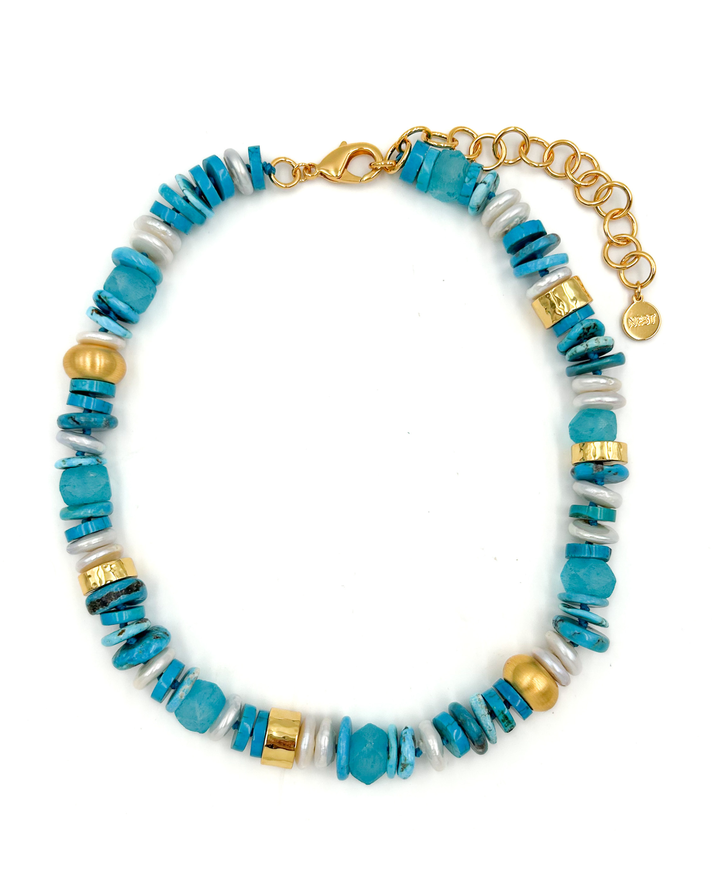 Turquoise & Pearl Strand Necklace