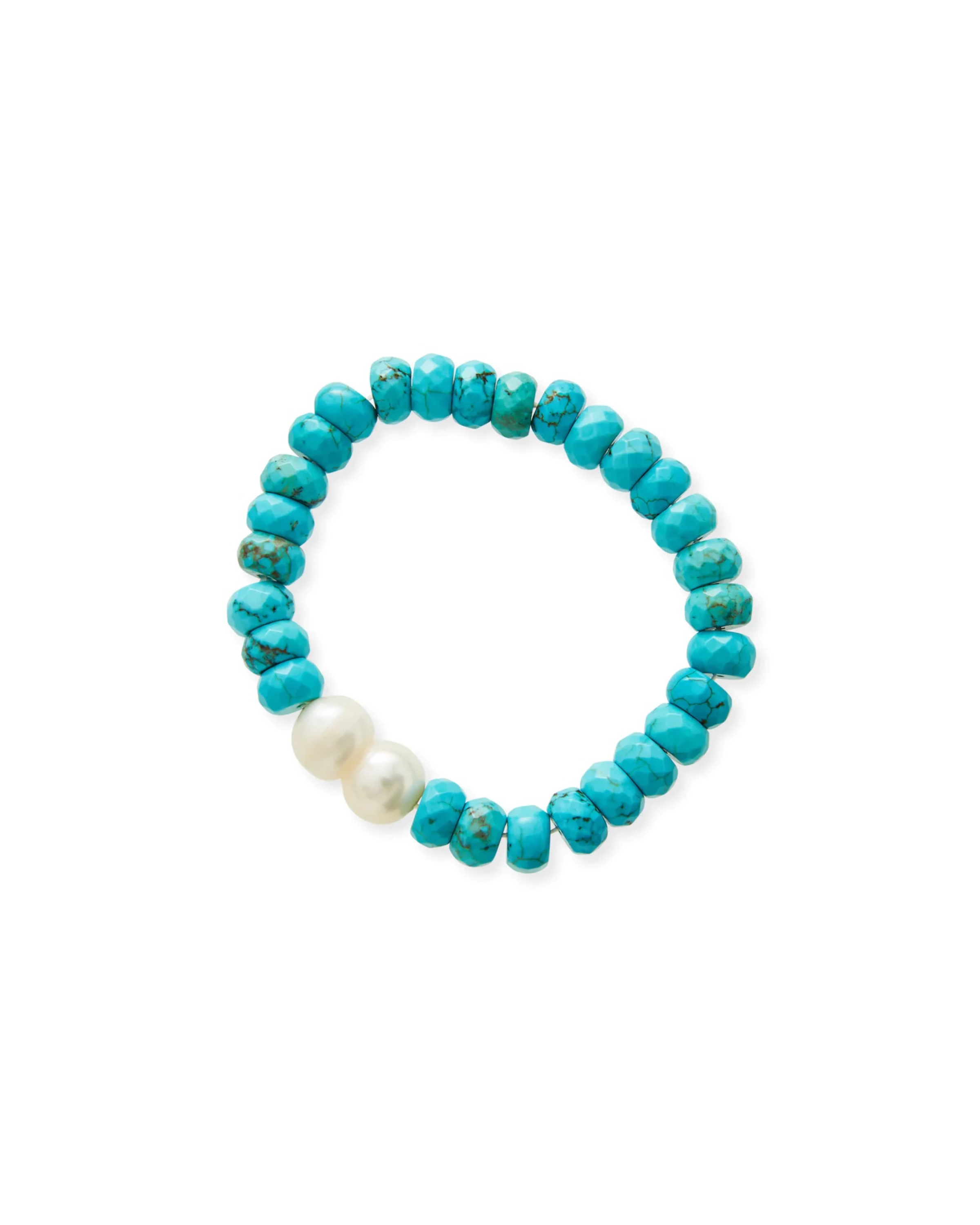 Turquoise & Single Baroque Pearl Stretch Bracelet