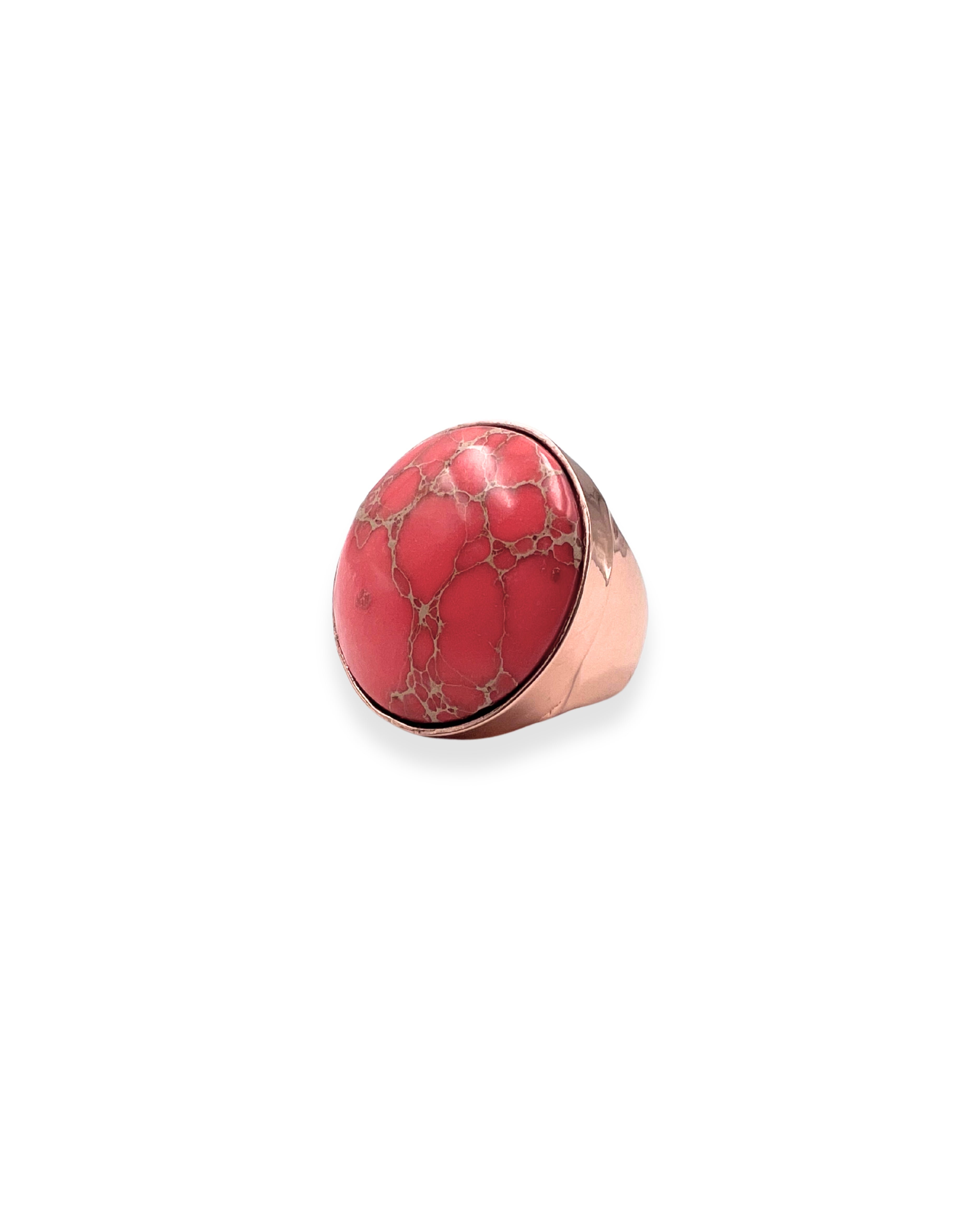 Pink Coral Jasper Statement Ring