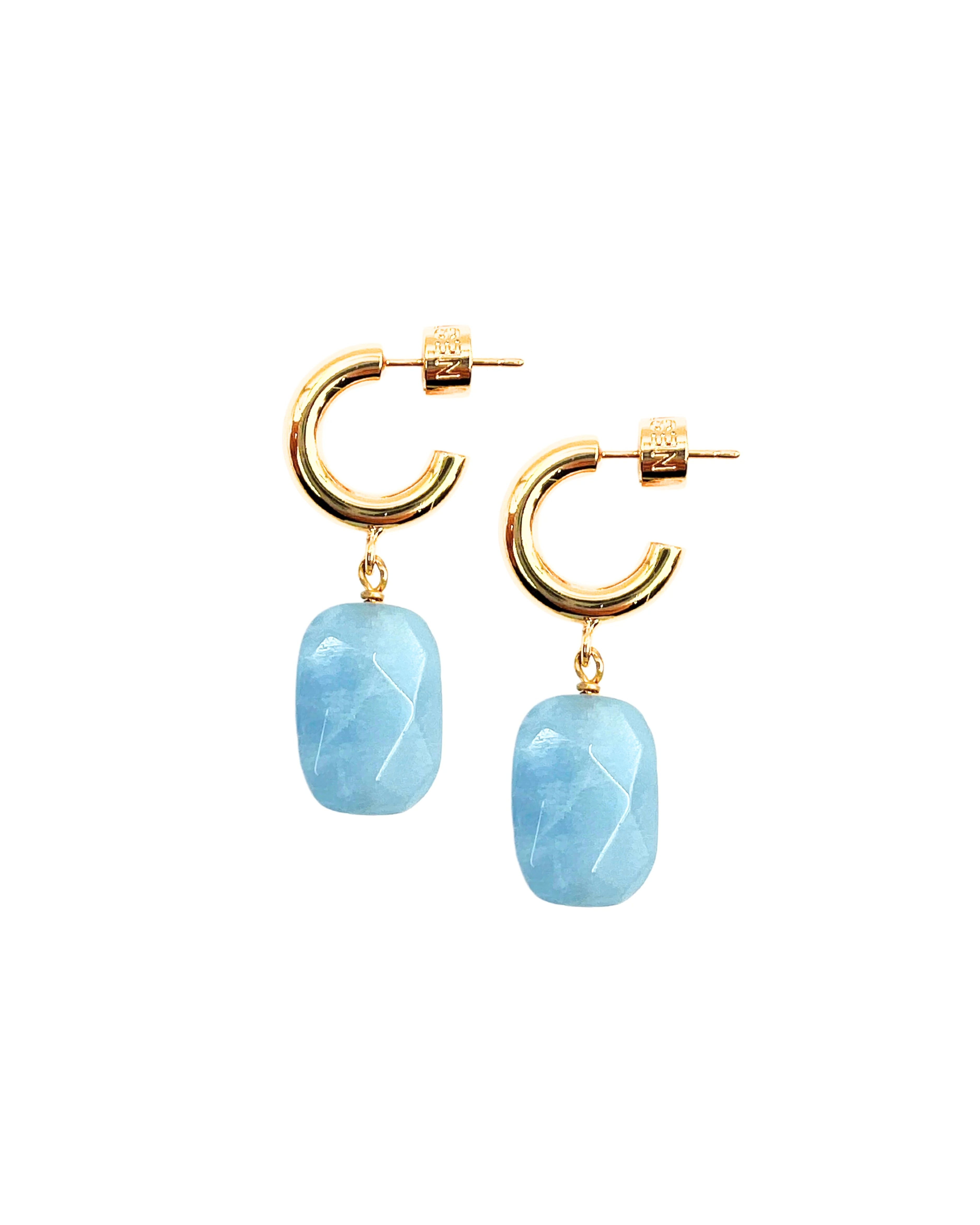 Aquamarine Huggie Hoop Earrings