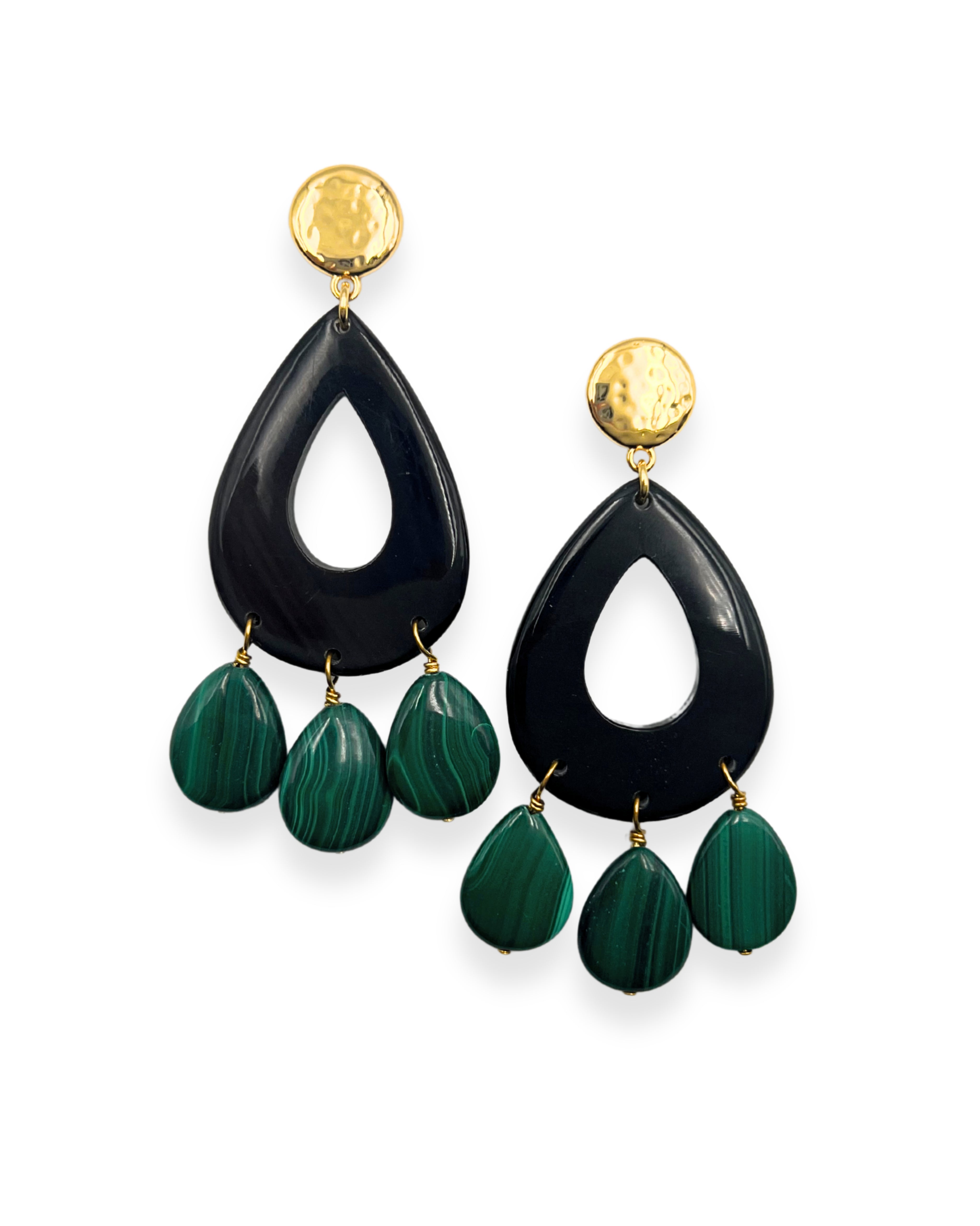 Malachite & Horn Statement Earrings