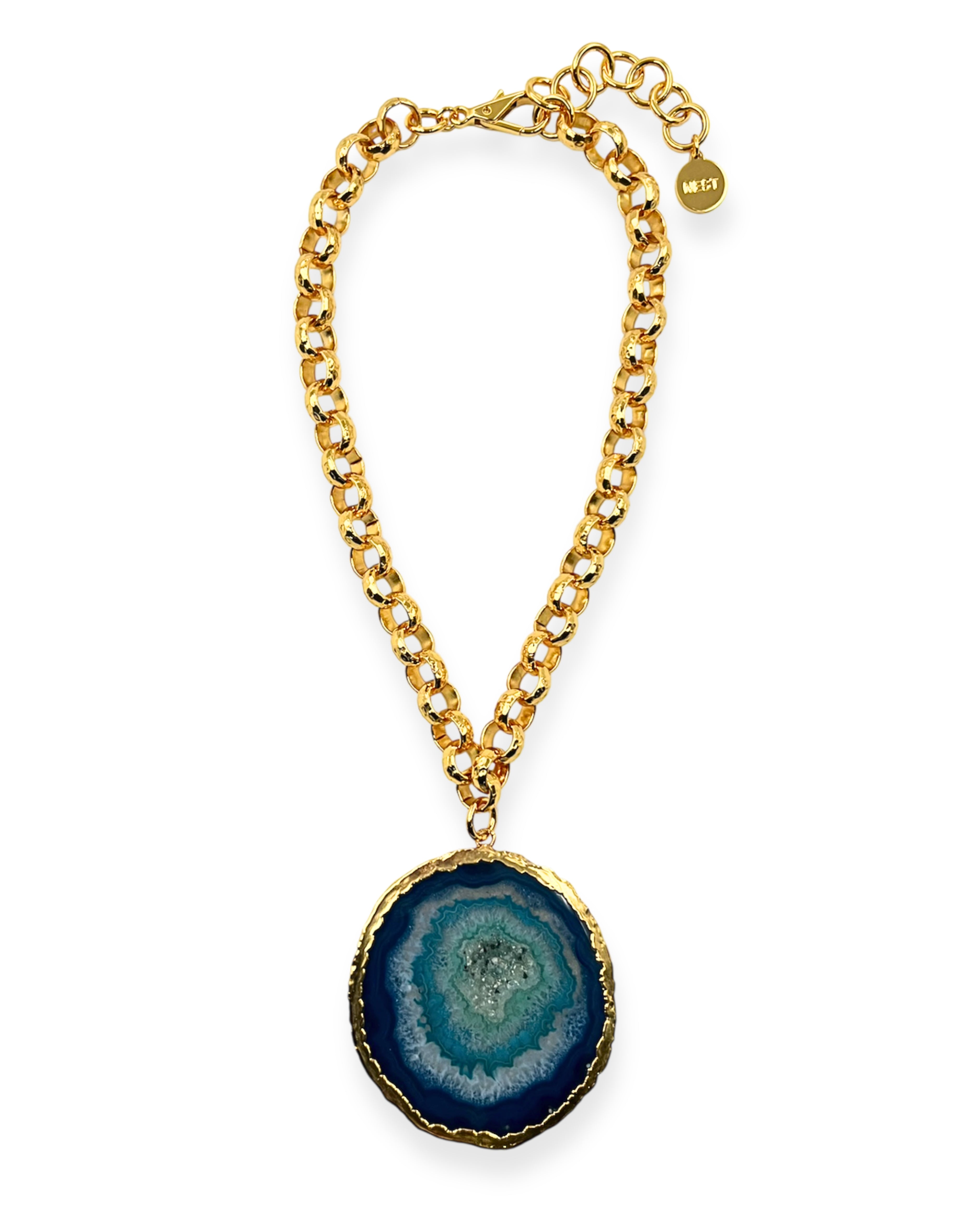 Blue Agate Slice Necklace