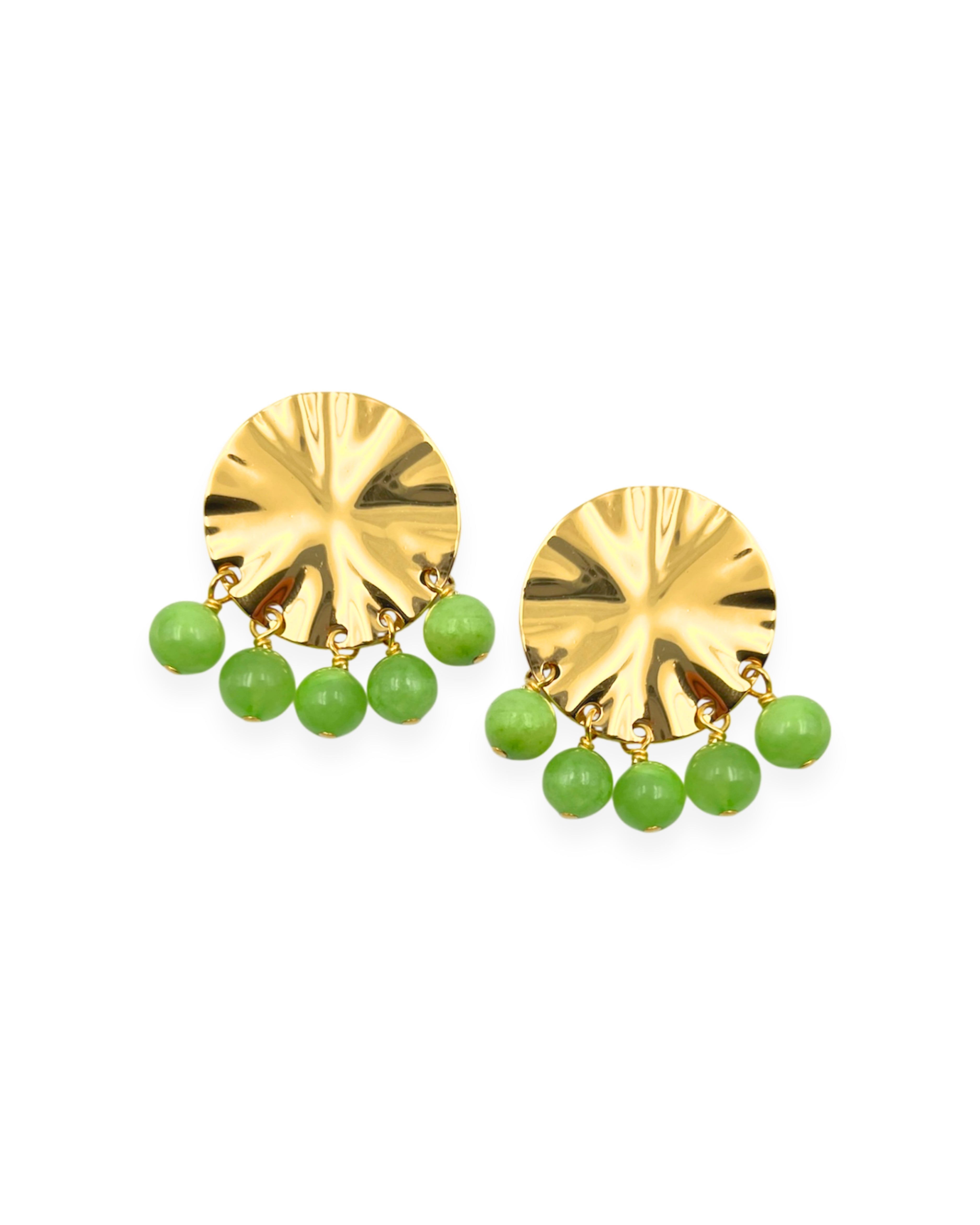 Green Calcite Wave Clip Earrings