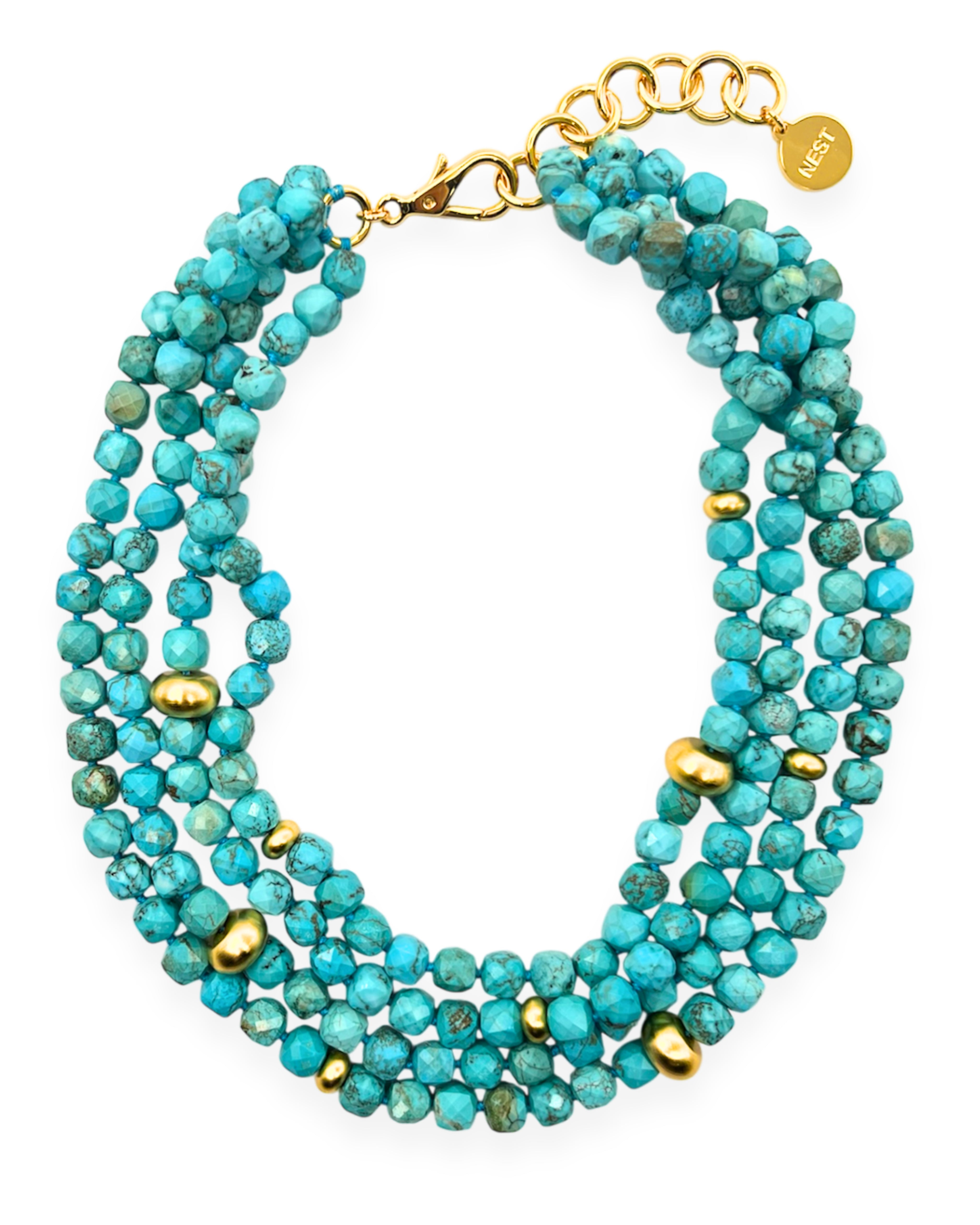 Turquoise Magnesite Brushed Accent Necklace