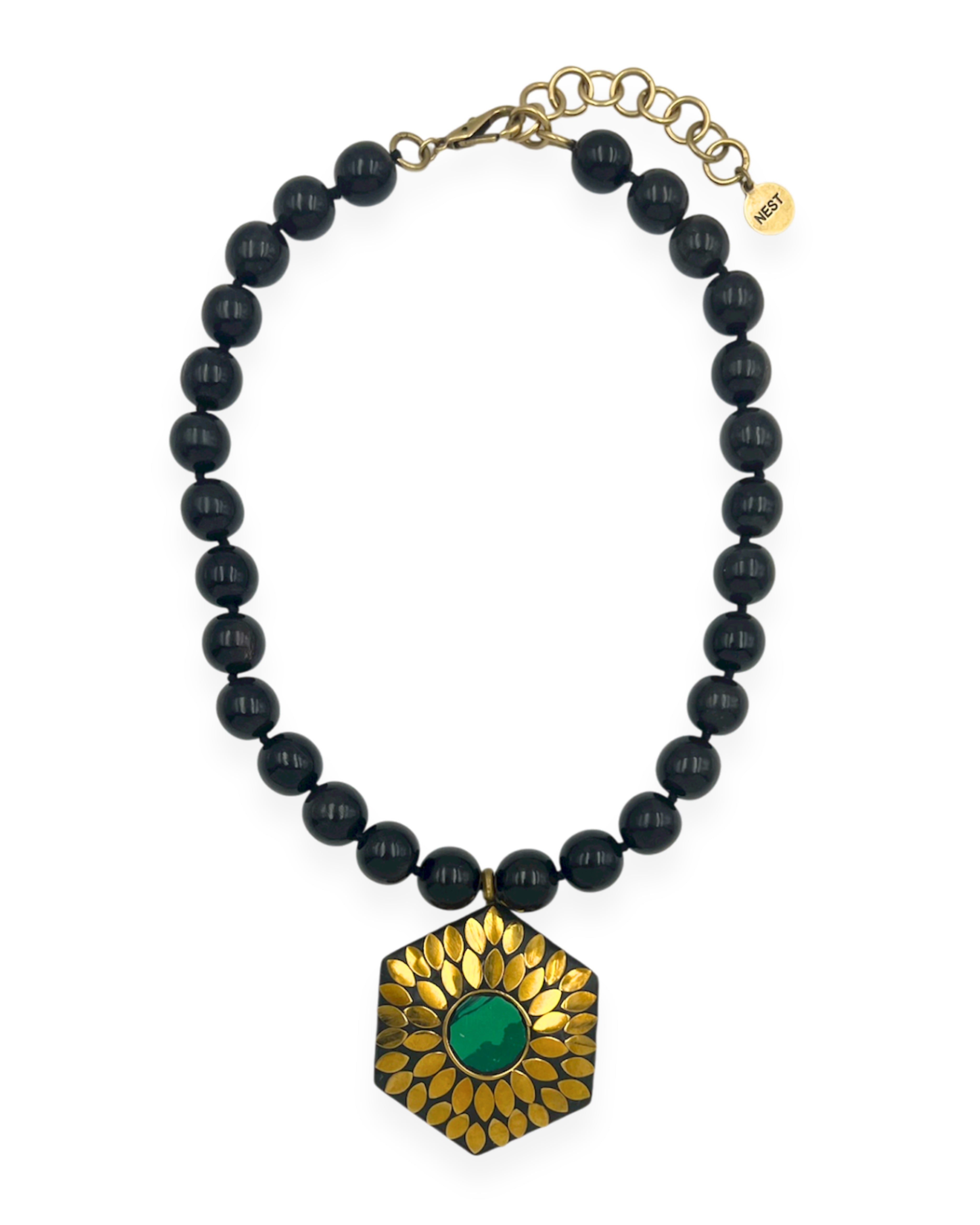 Horn Beaded Pendant Necklace