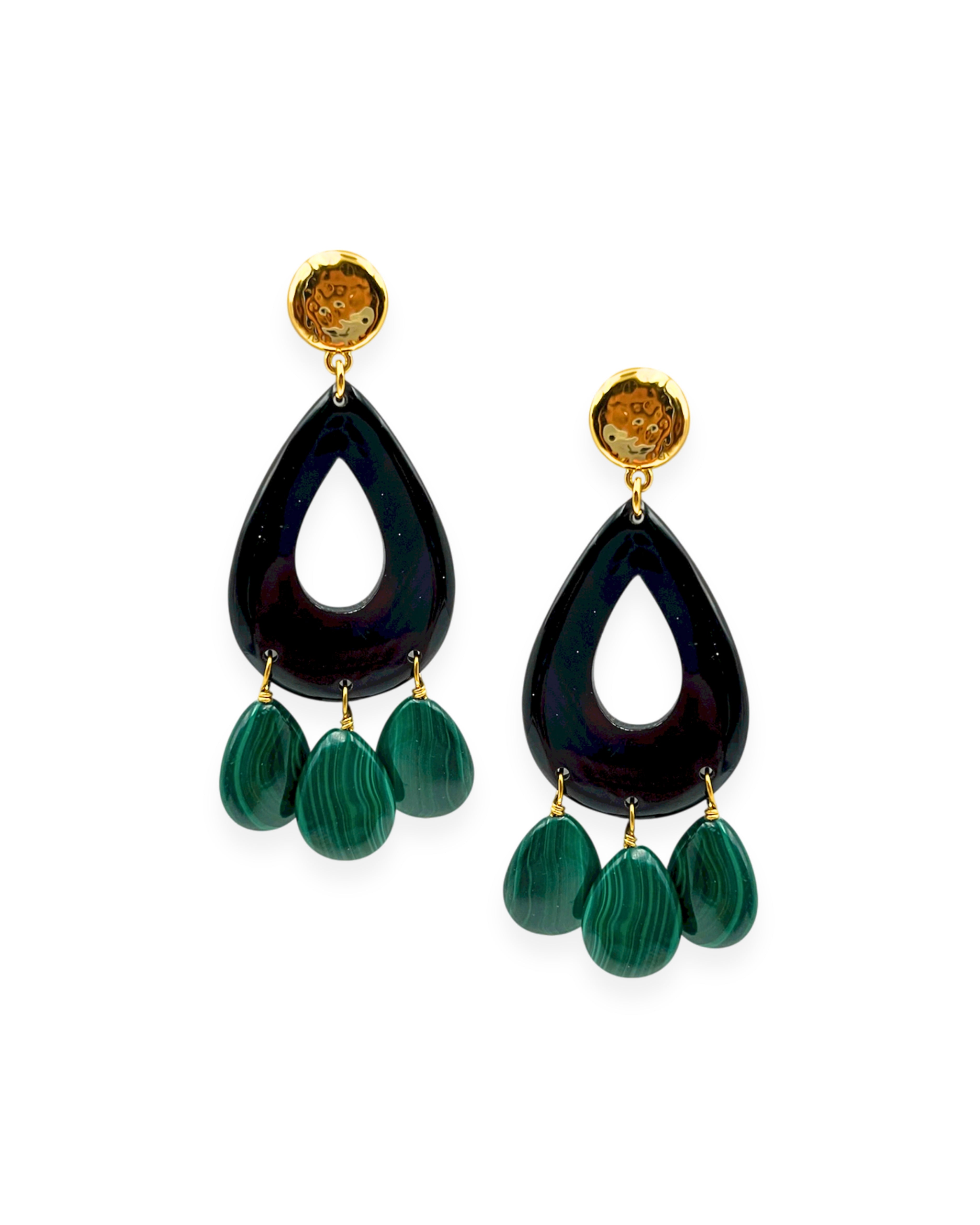 Malachite & Horn Statement Earrings