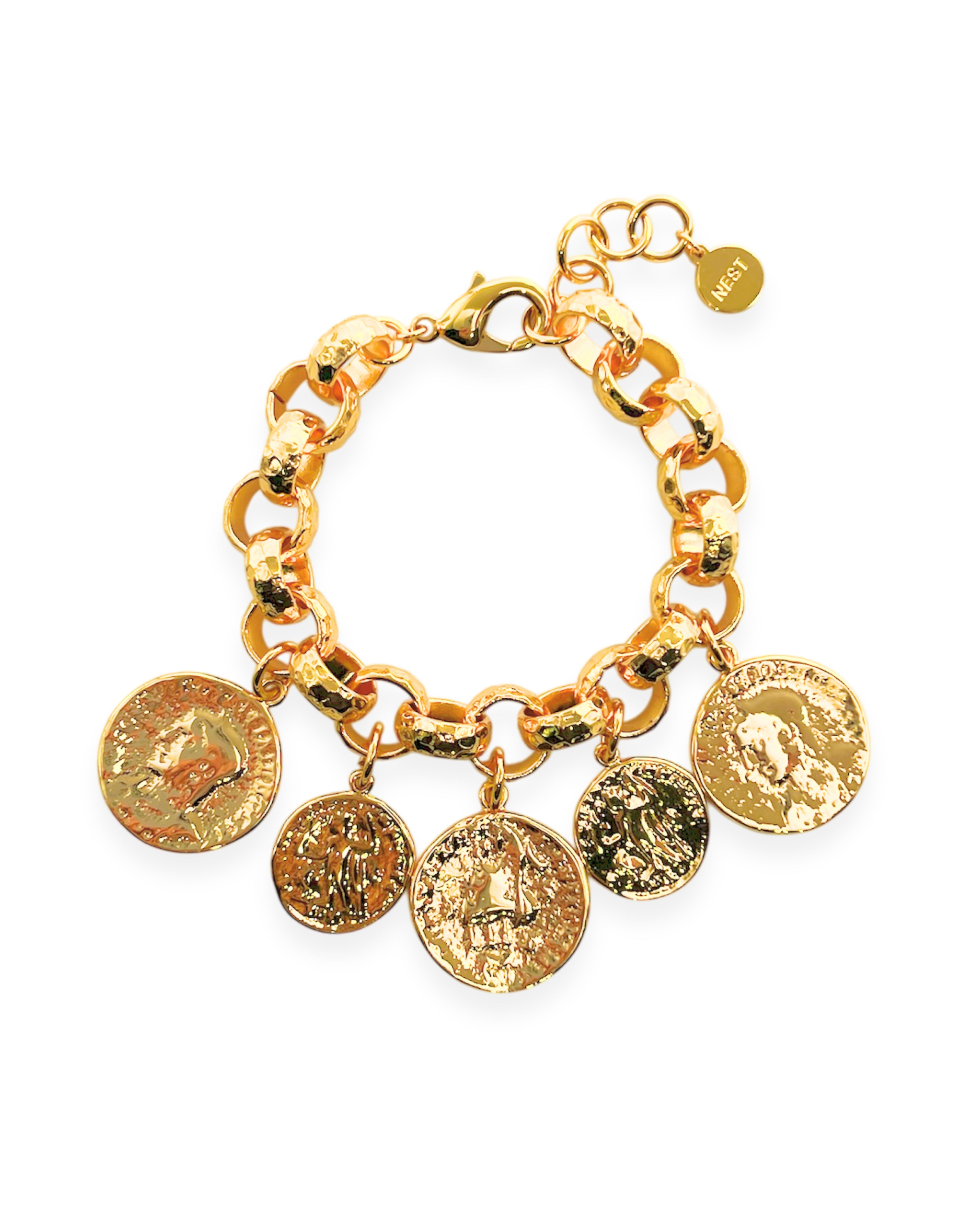Coin Drop Rolo Chain Bracelet