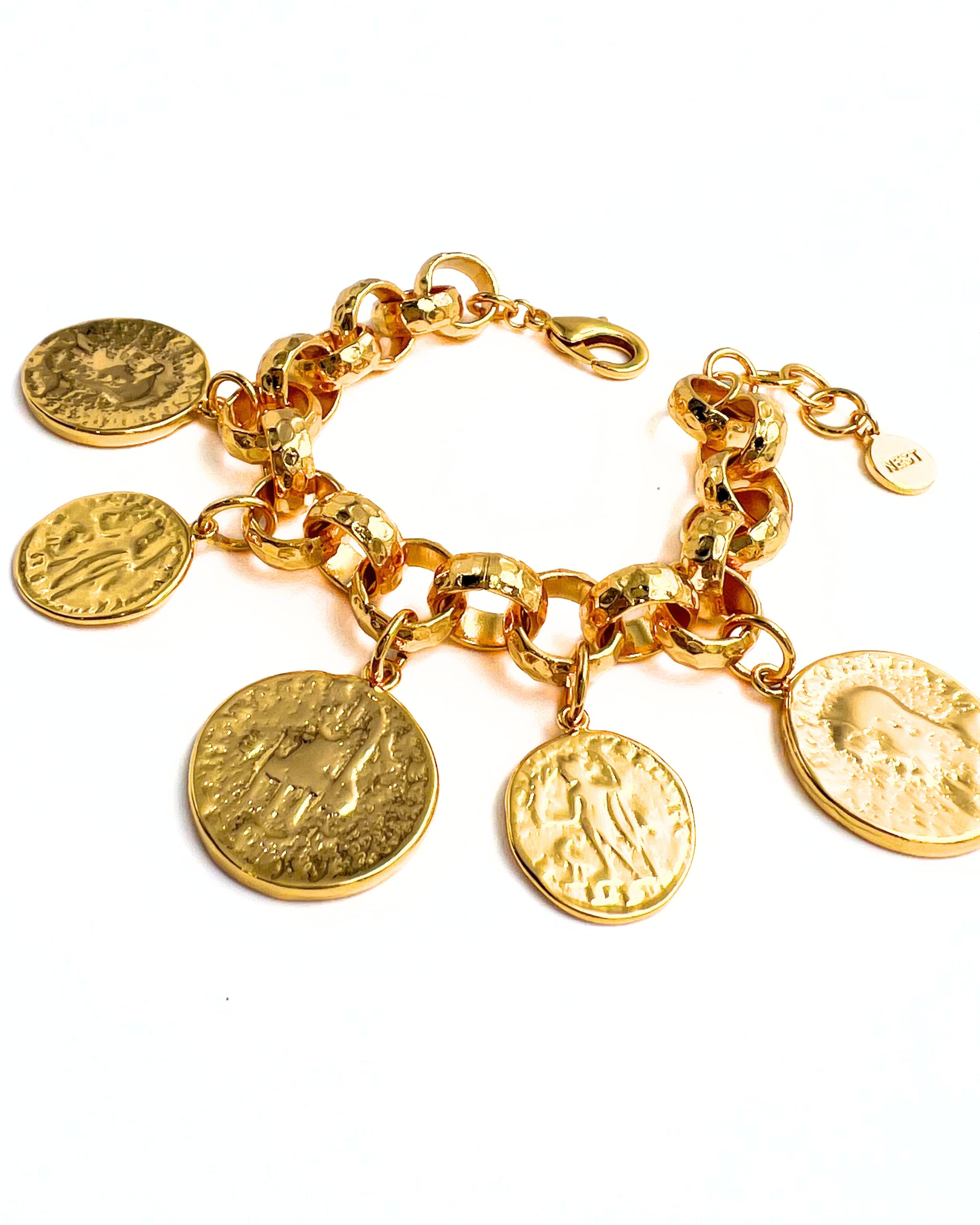 Coin Drop Rolo Chain Bracelet