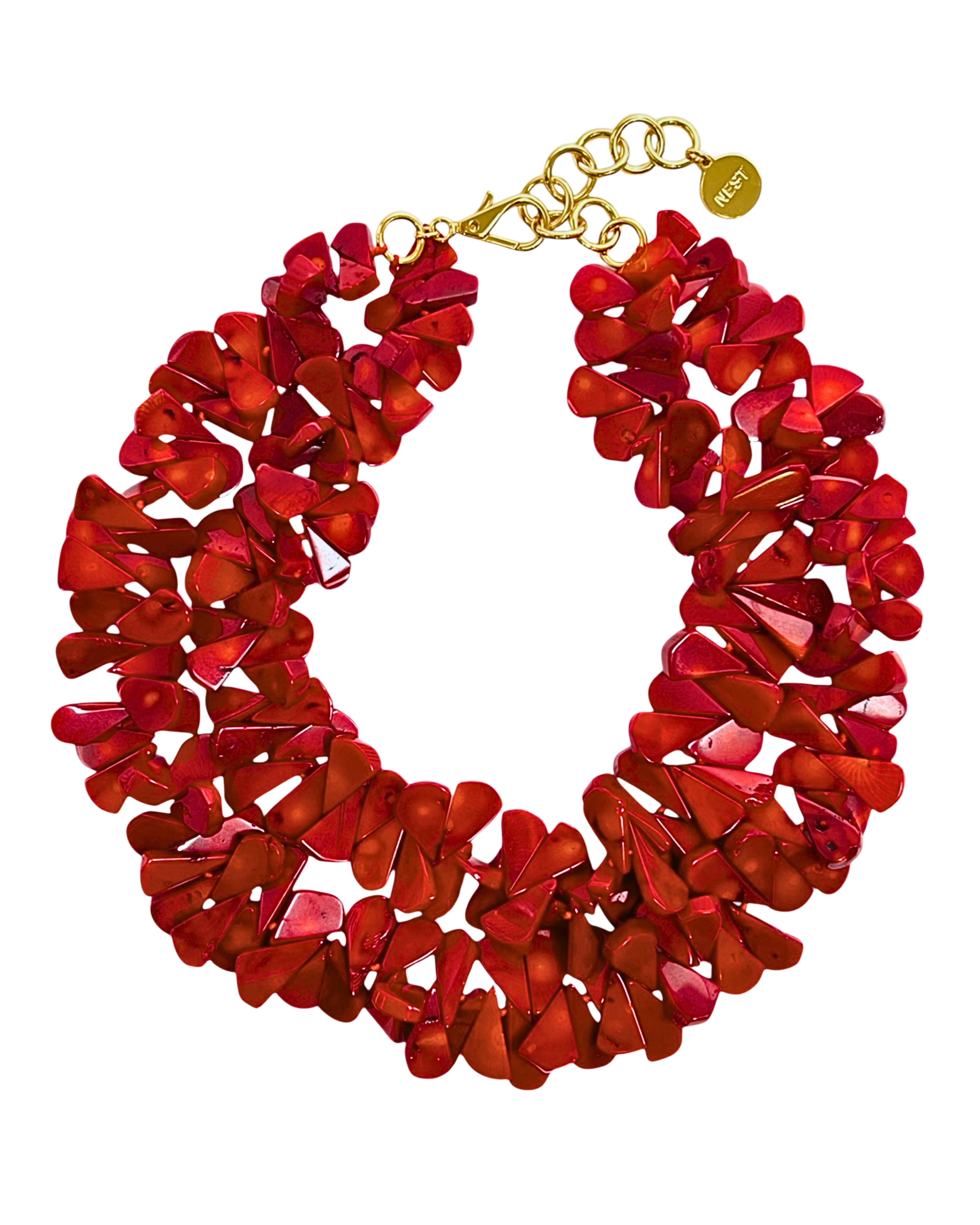 Red Coral Cluster Necklace