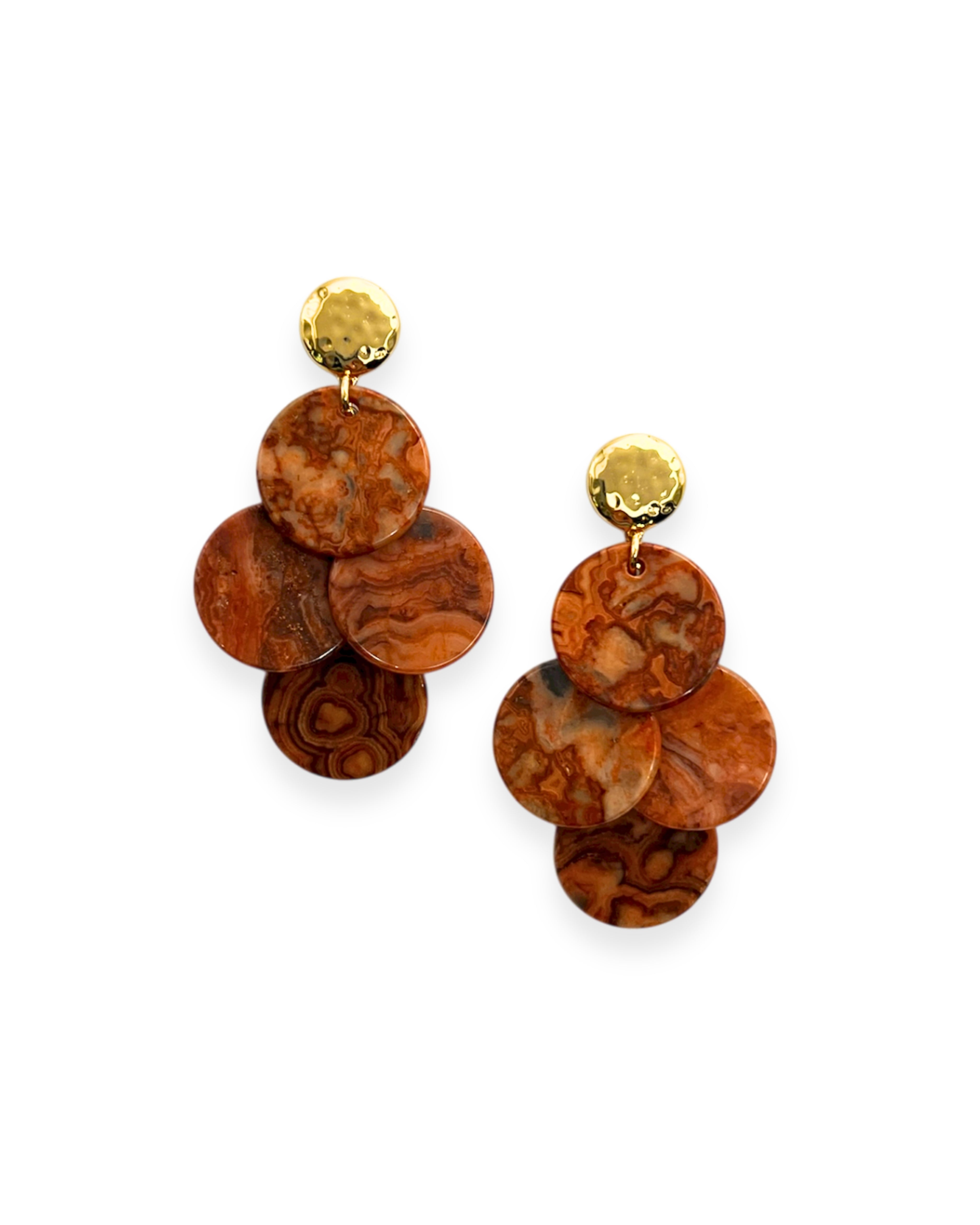 Orange Agate Chandelier Earrings