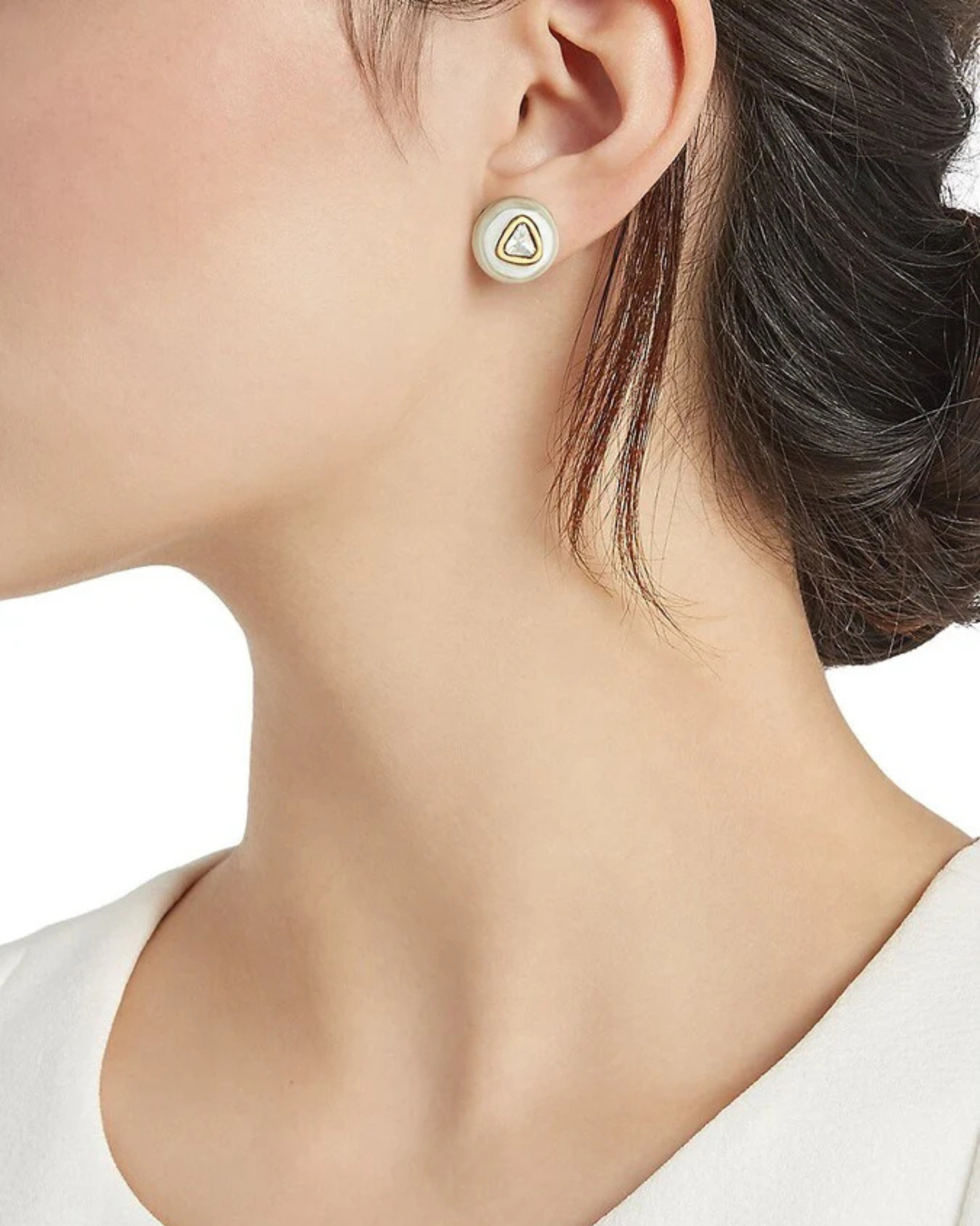 Blonde Horn Diamond Stud Earrings