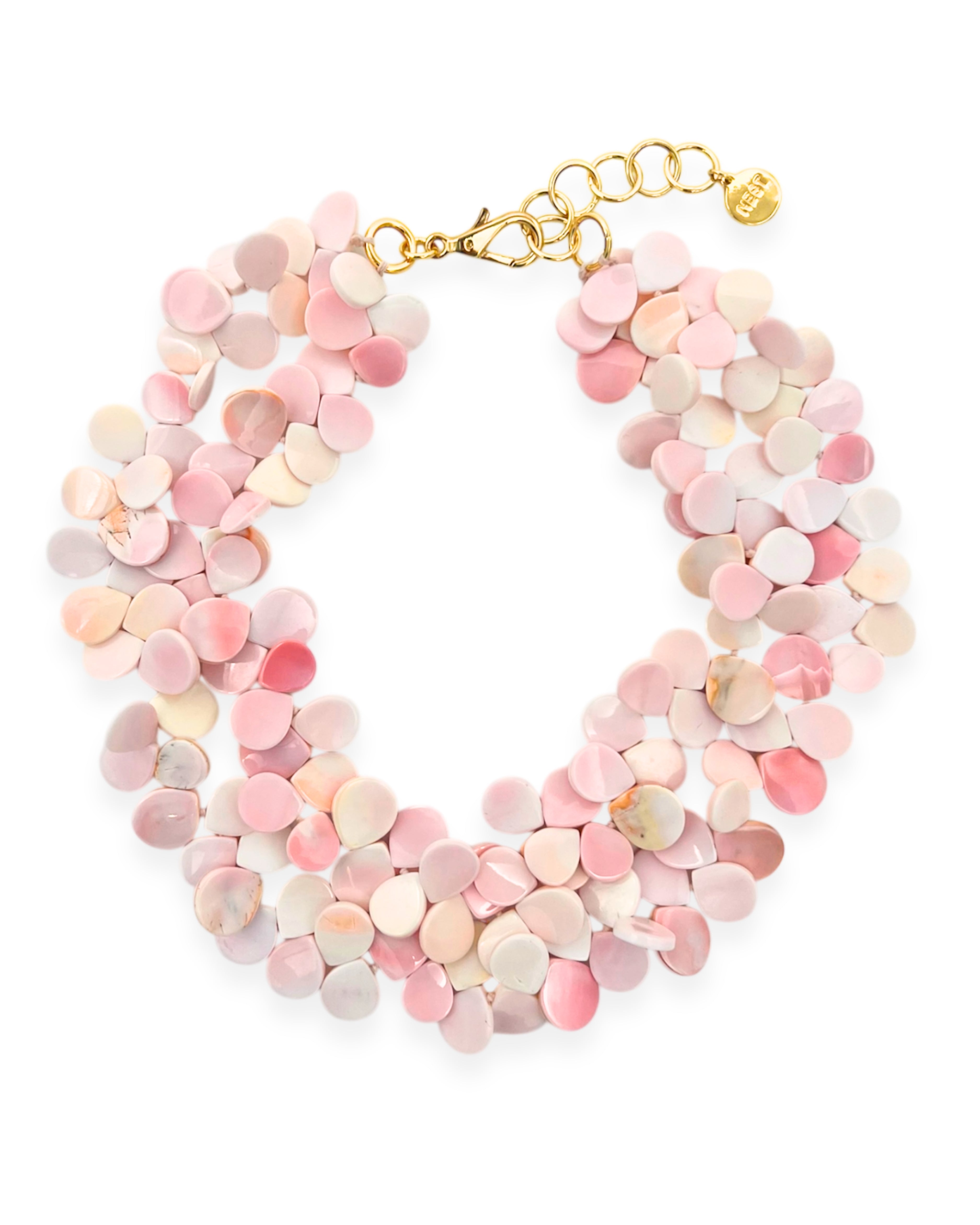 Pink Conch Shell Cluster Necklace