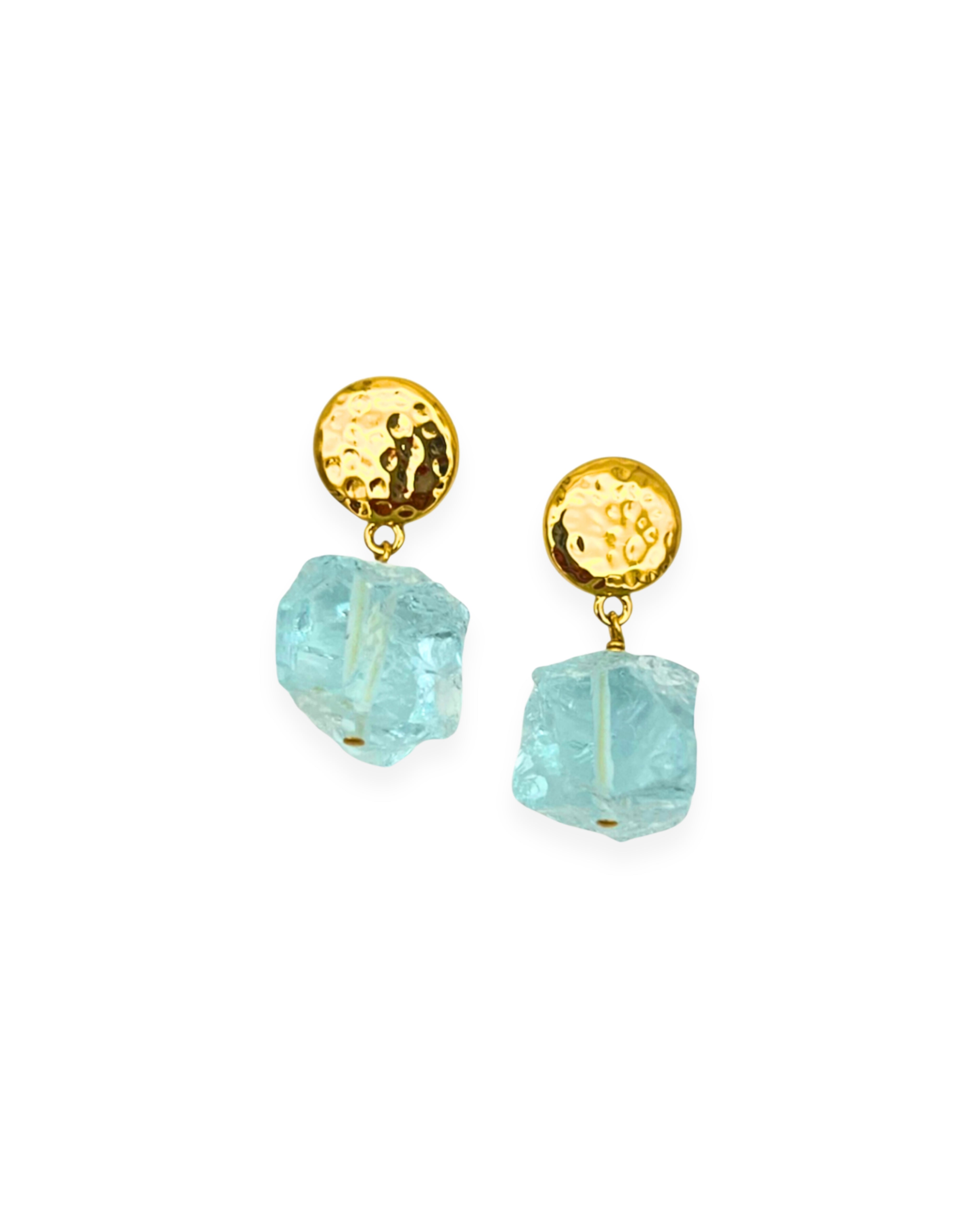Aqua Quartz Nugget Earrings