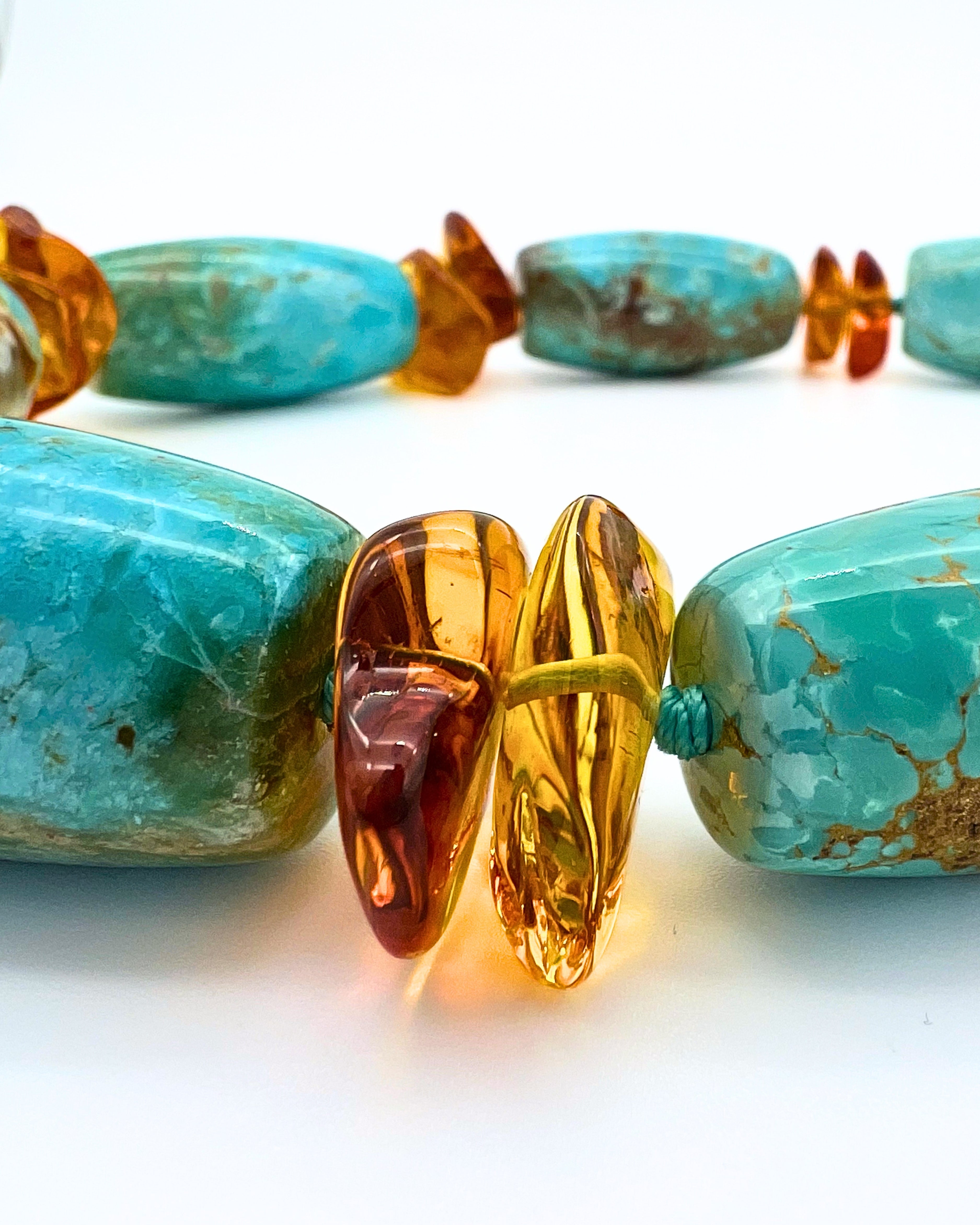 Turquoise and Amber Statement Necklace