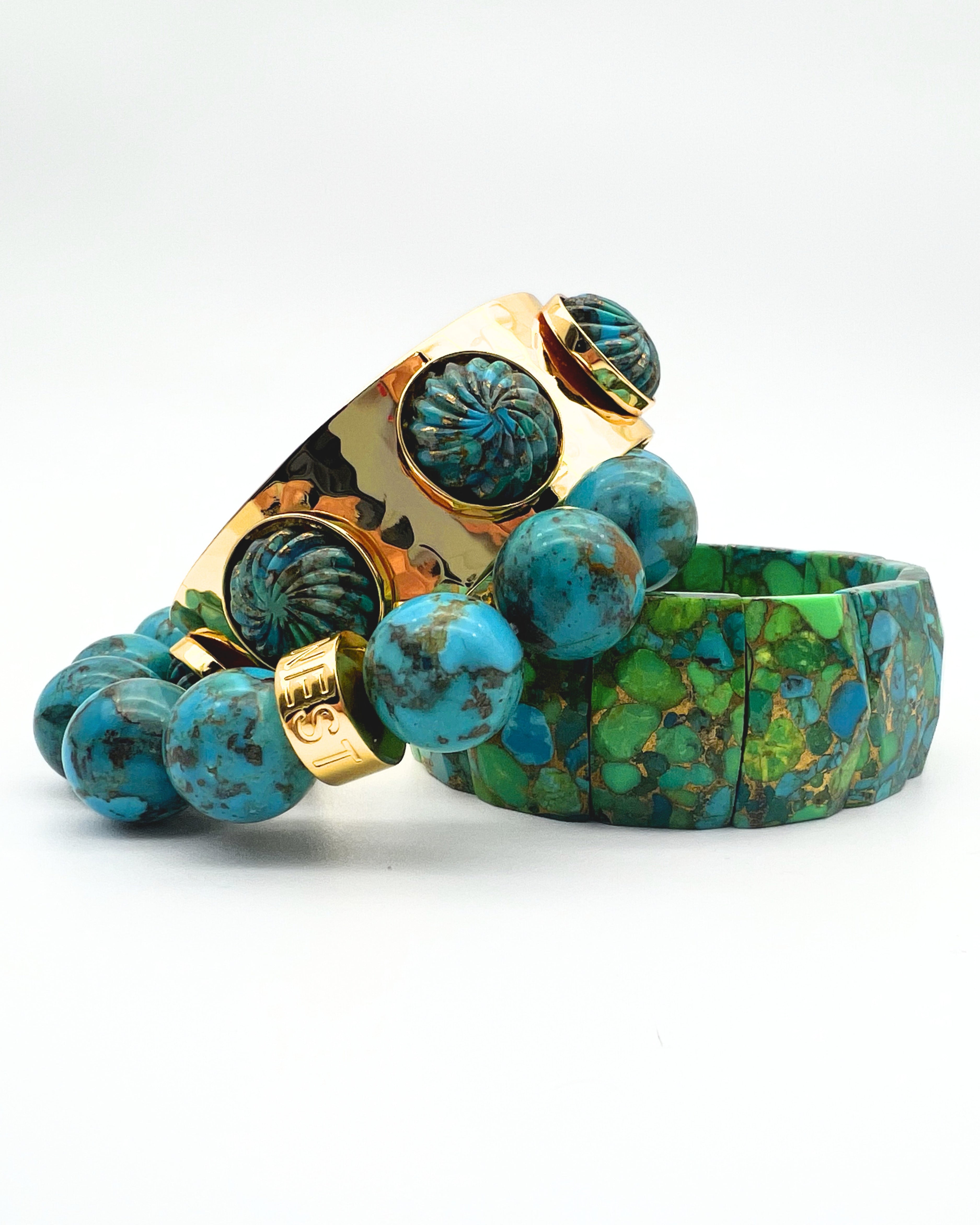 Green and Blue Turquoise Statement Stretch Bracelet