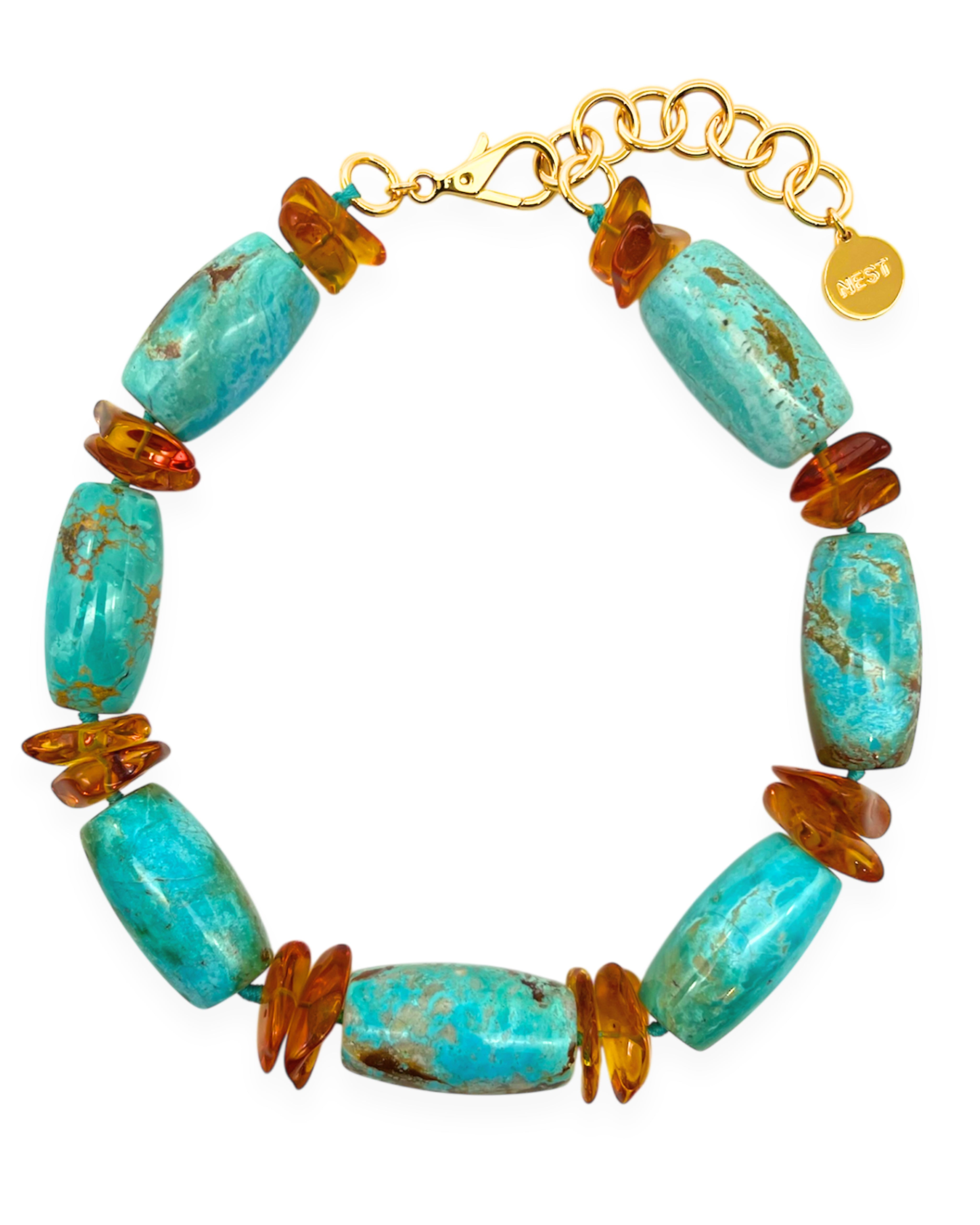 Turquoise and Amber Statement Necklace