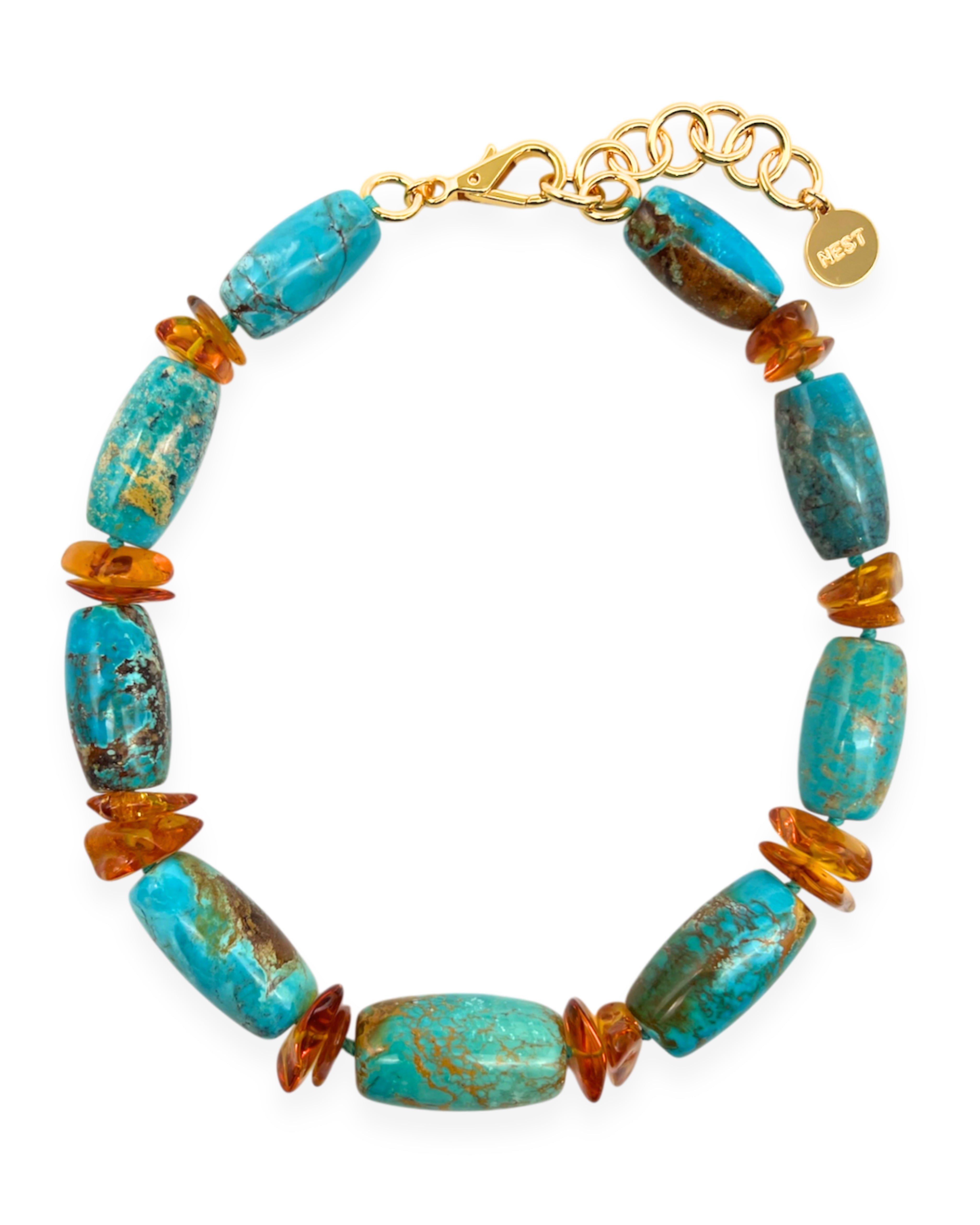Turquoise and Amber Statement Necklace