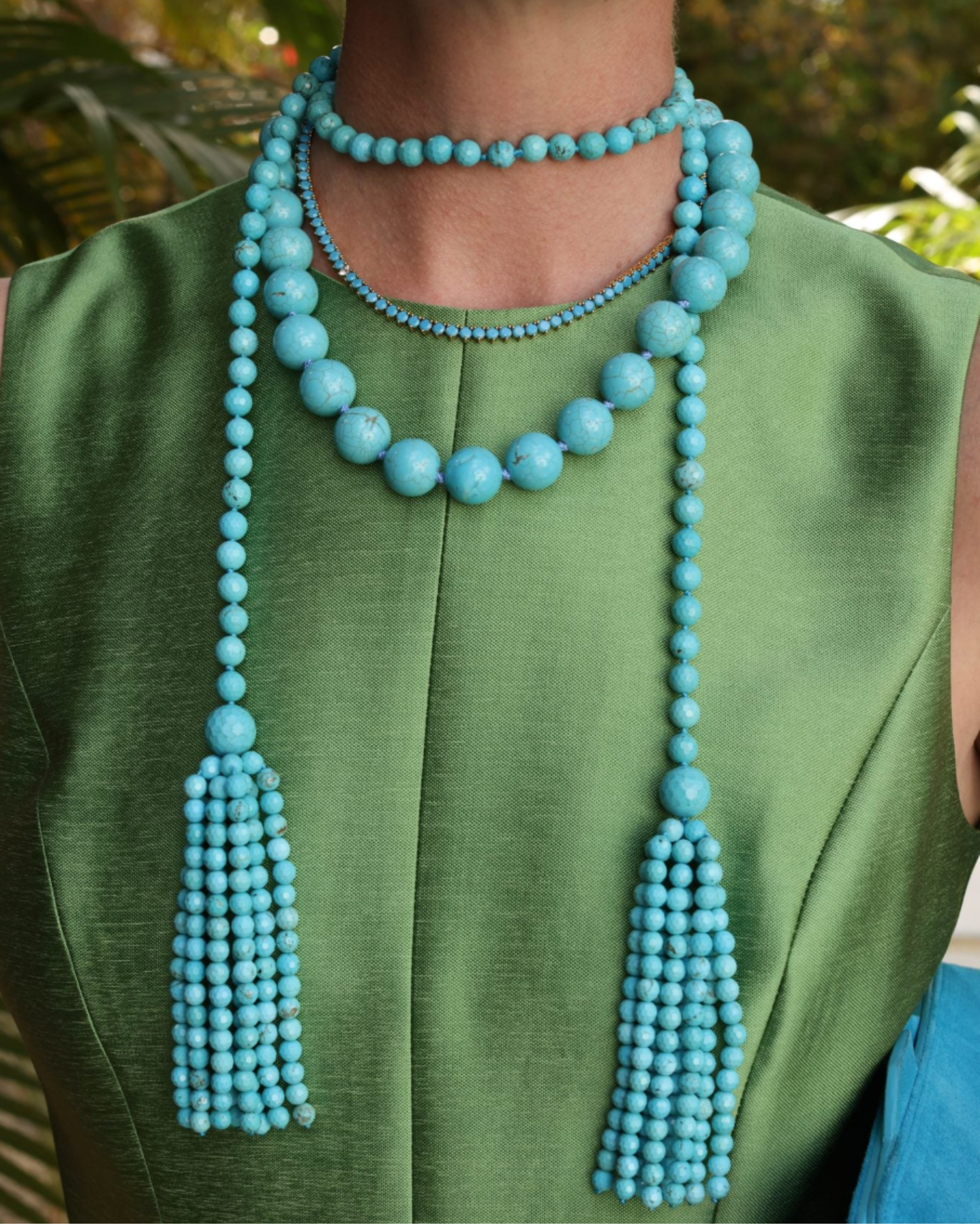 Turquoise Tassel Lariat Necklace