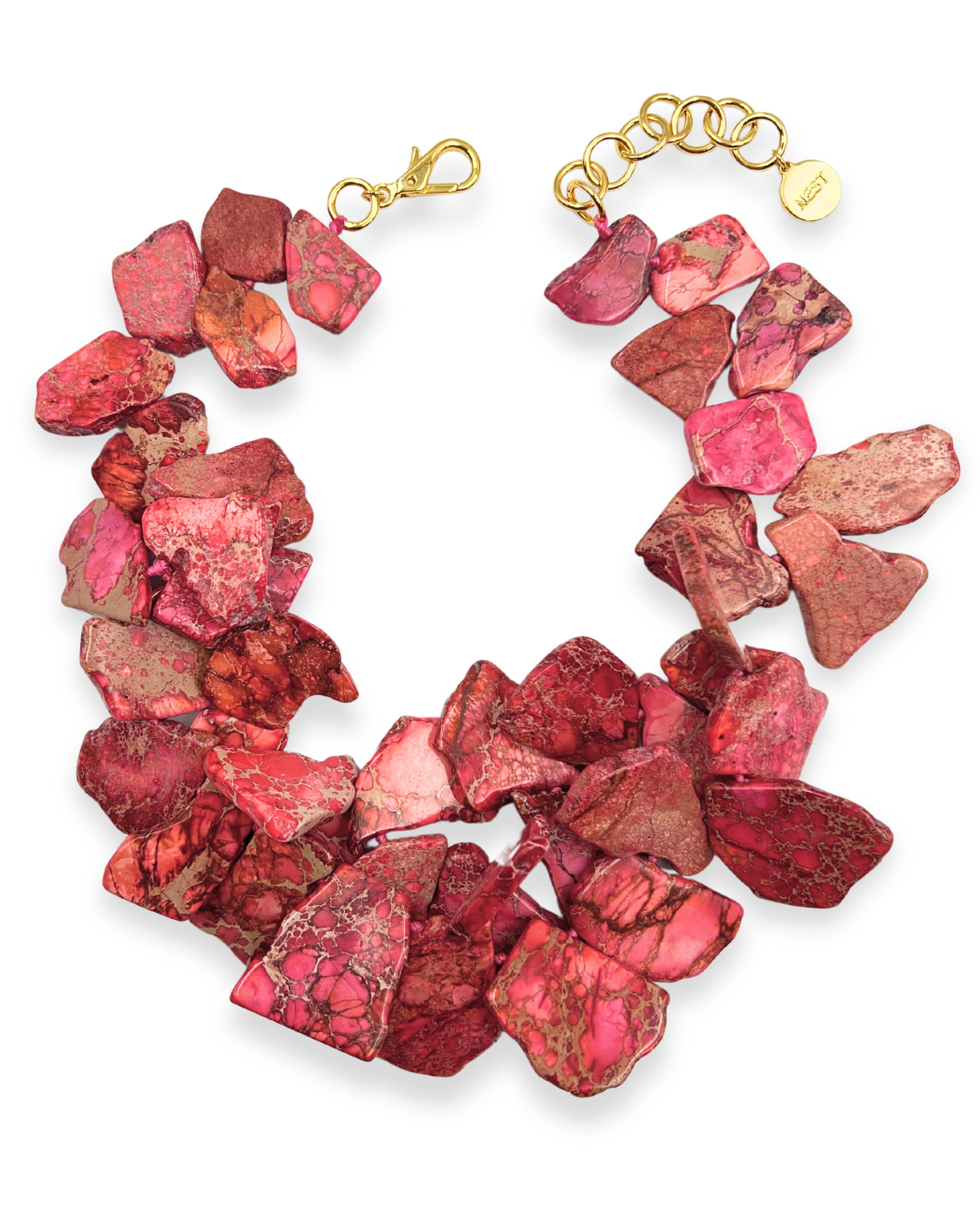 Pink Jasper Cluster Statement Necklace