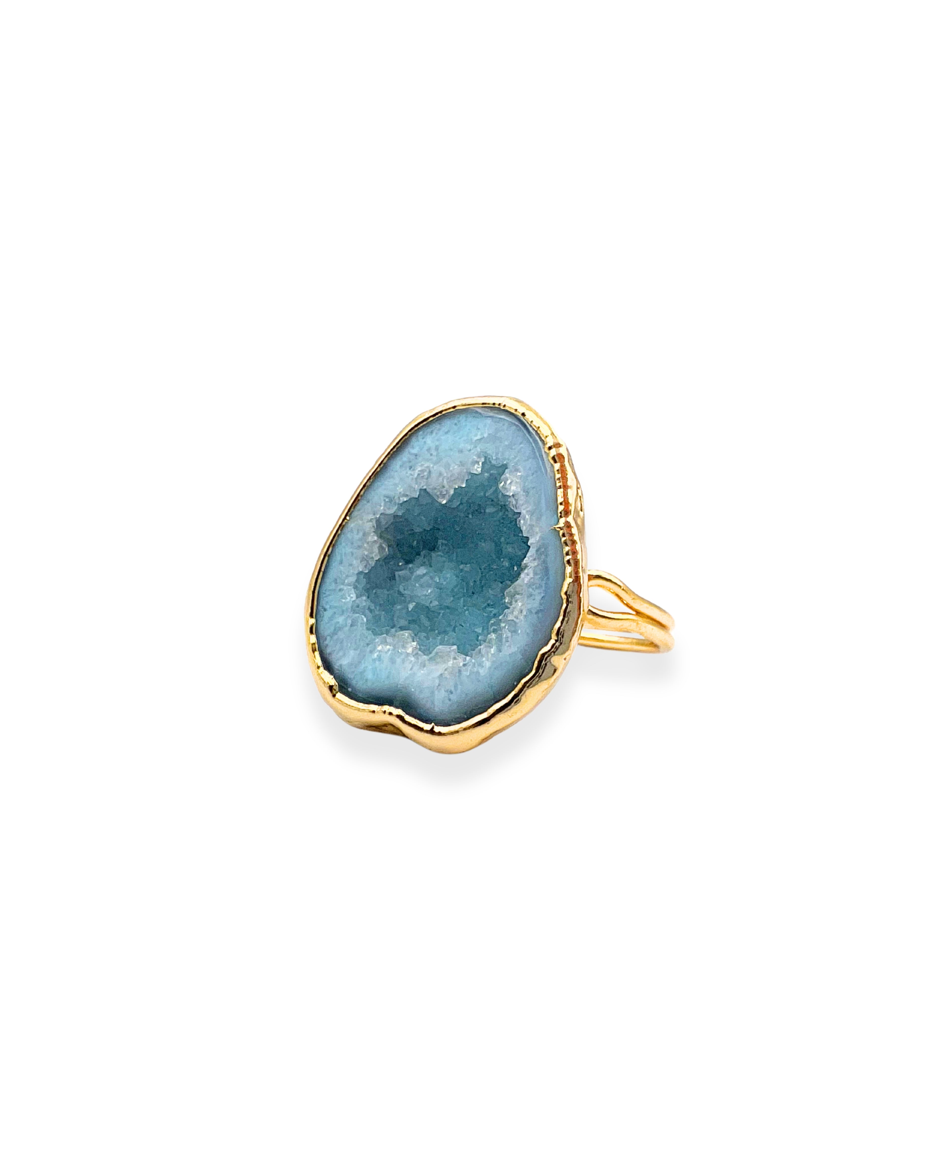 Blue Druzy Adjustable Ring