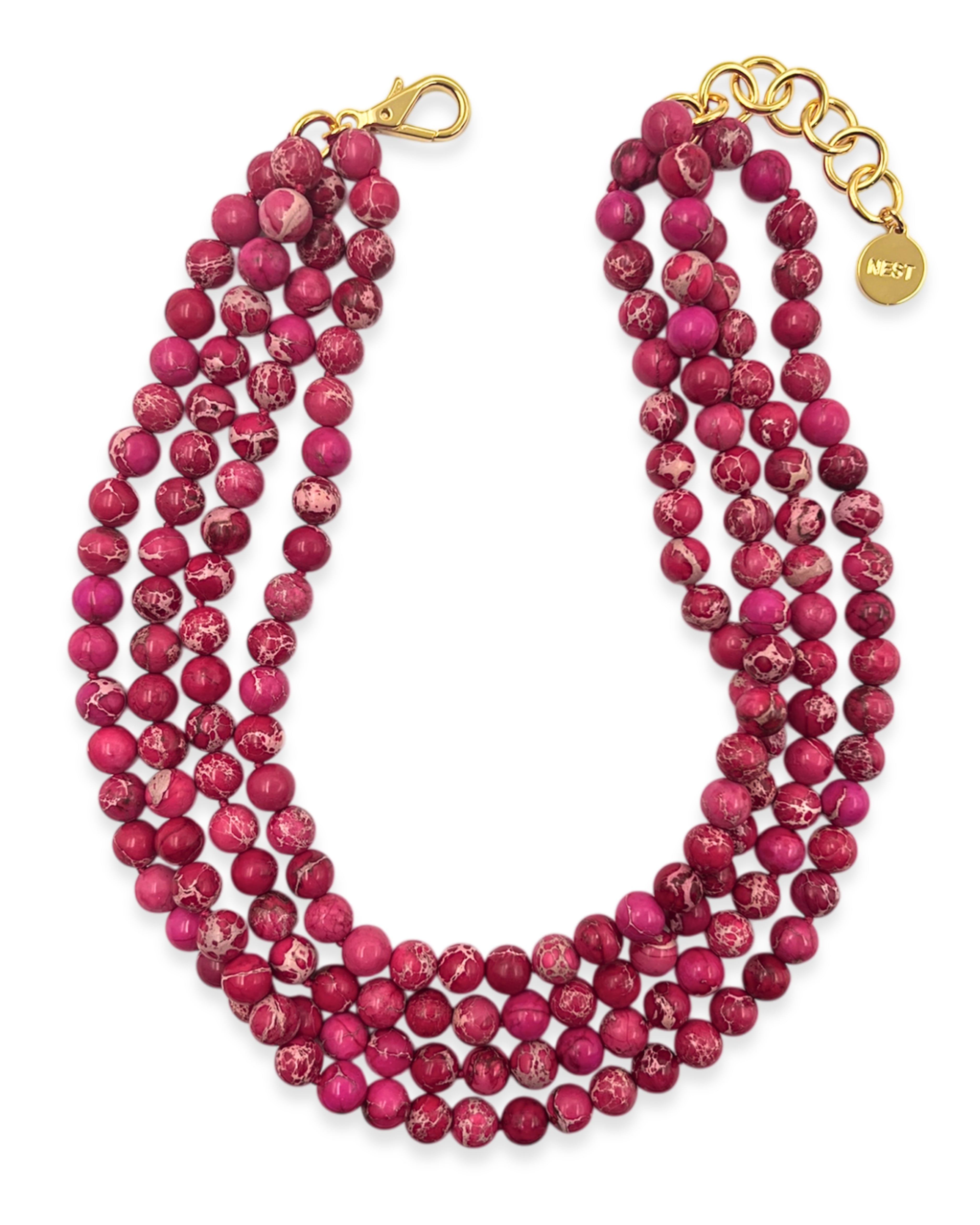 Pink Jasper Multi Strand Necklace