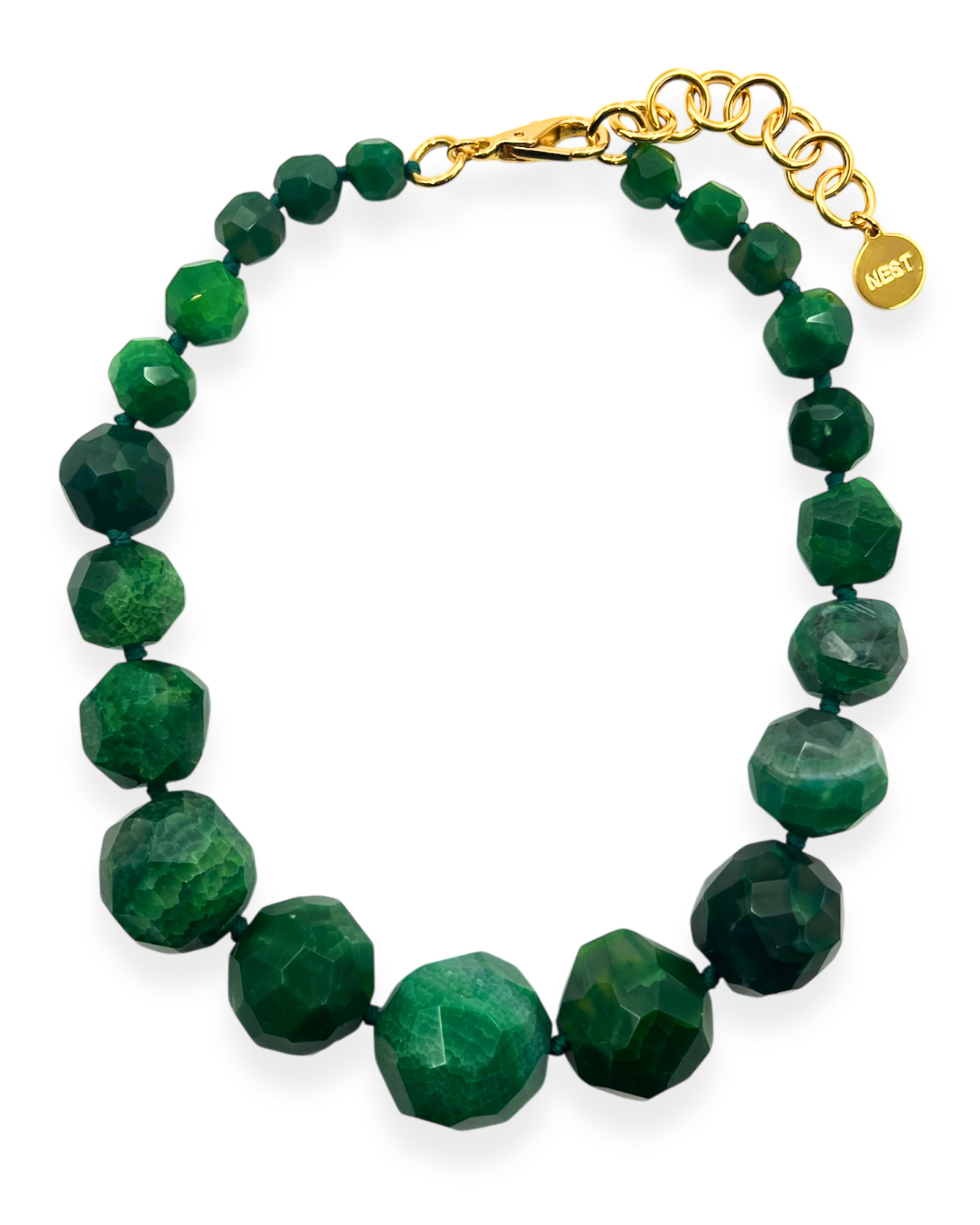 Green Agate Statement Strand Necklace
