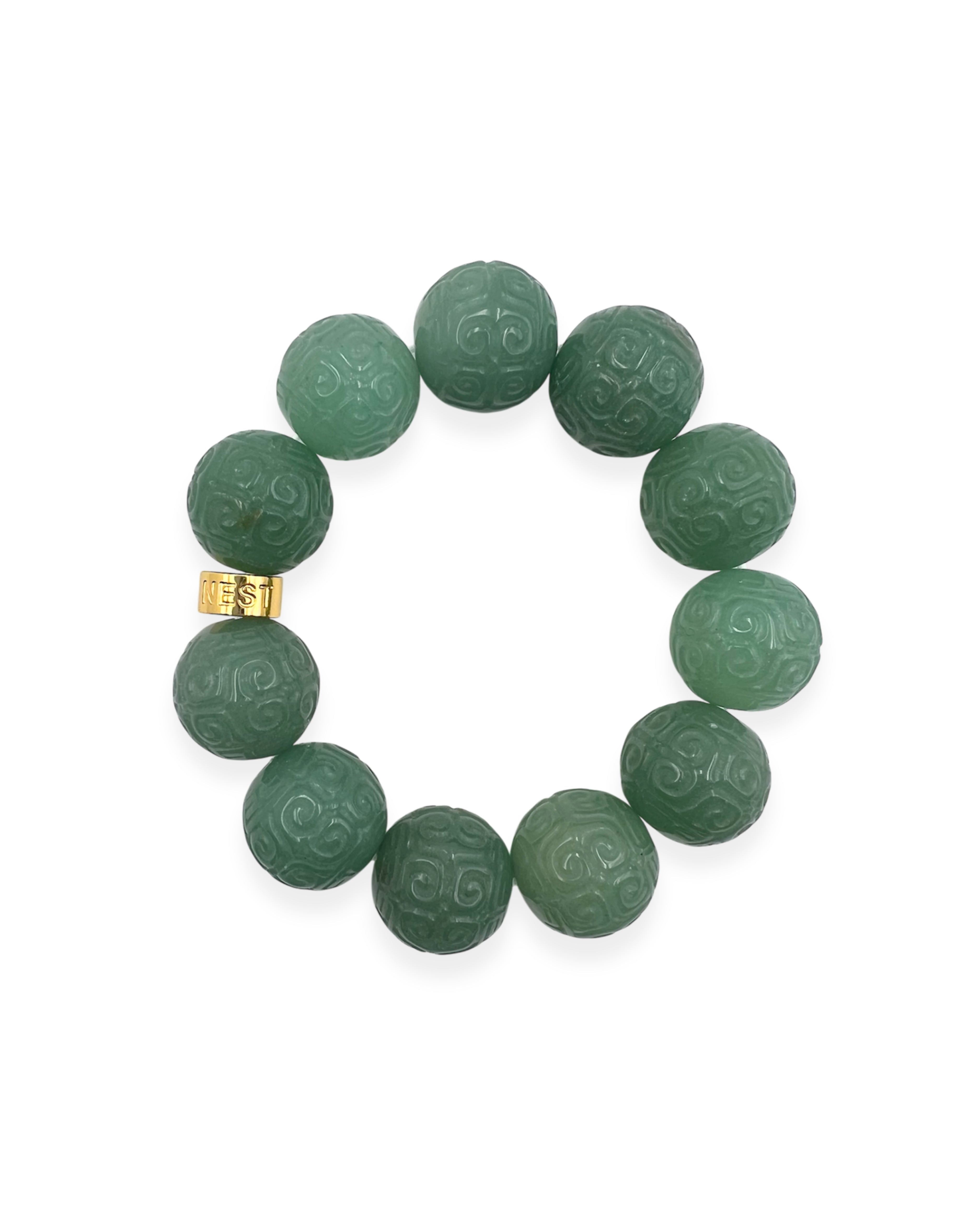 Carved Jade Stretch Bracelet