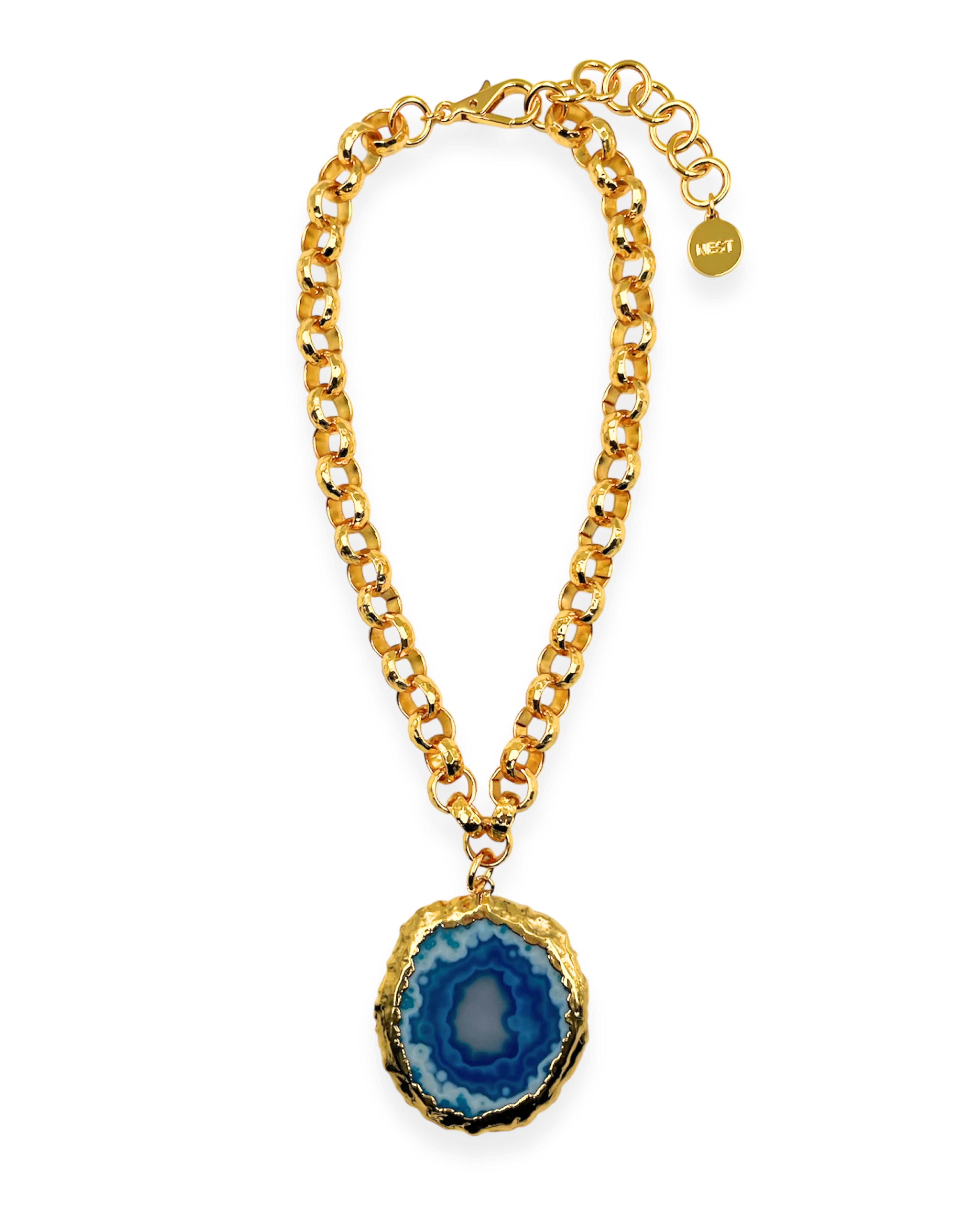 Blue Agate Slice Necklace