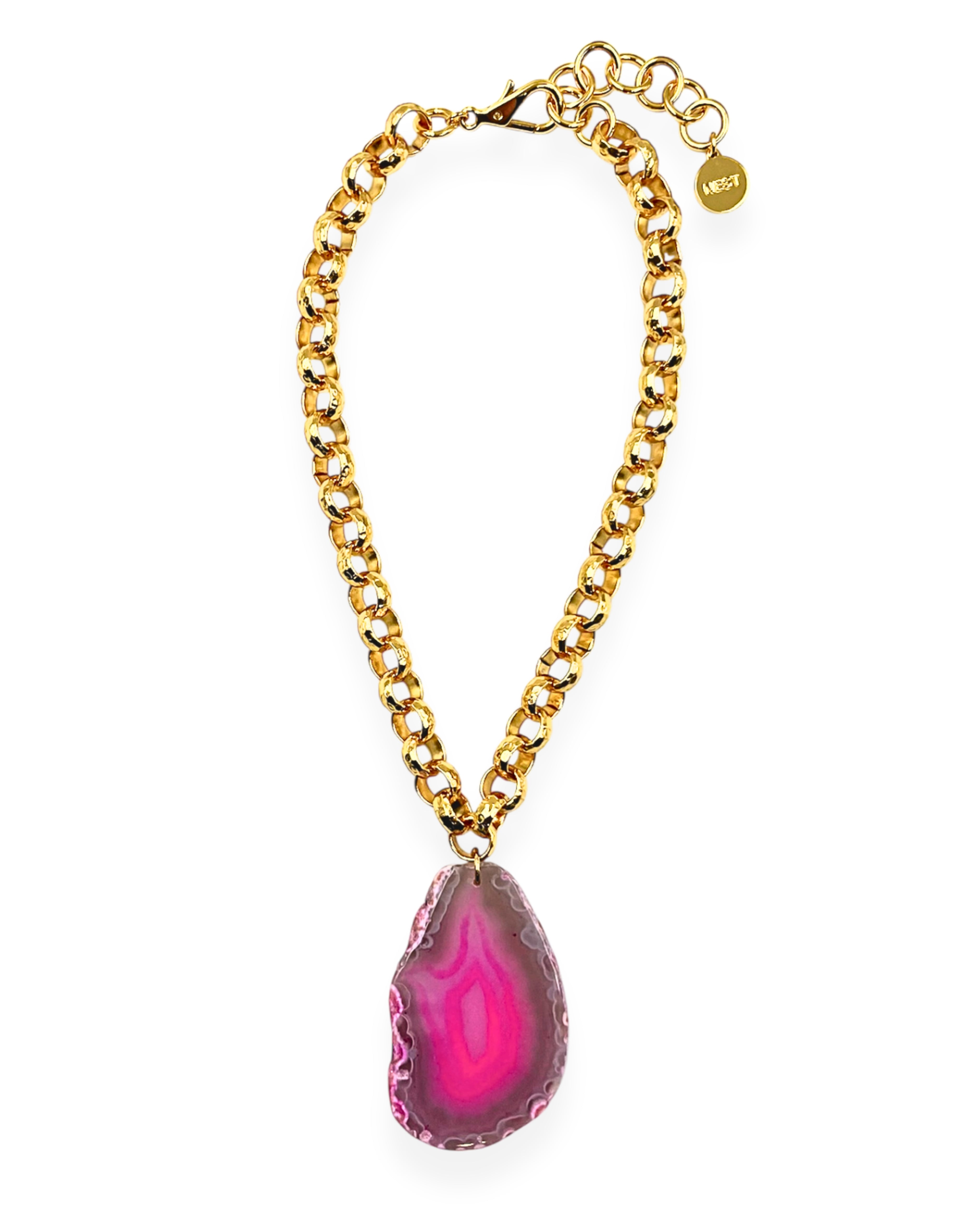 Pink Agate Slice Necklace