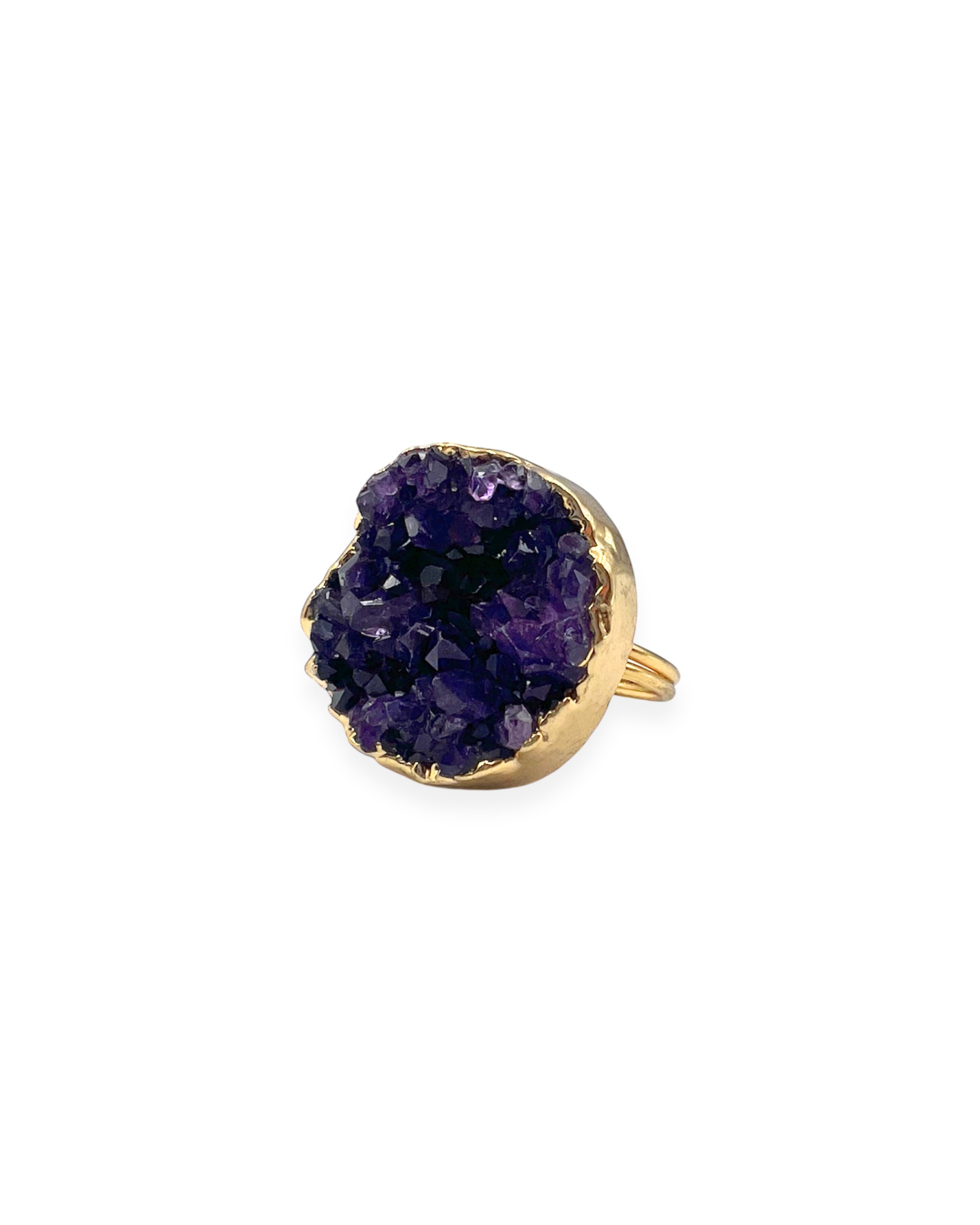 Amethyst Druzy Agate Adjustable Ring