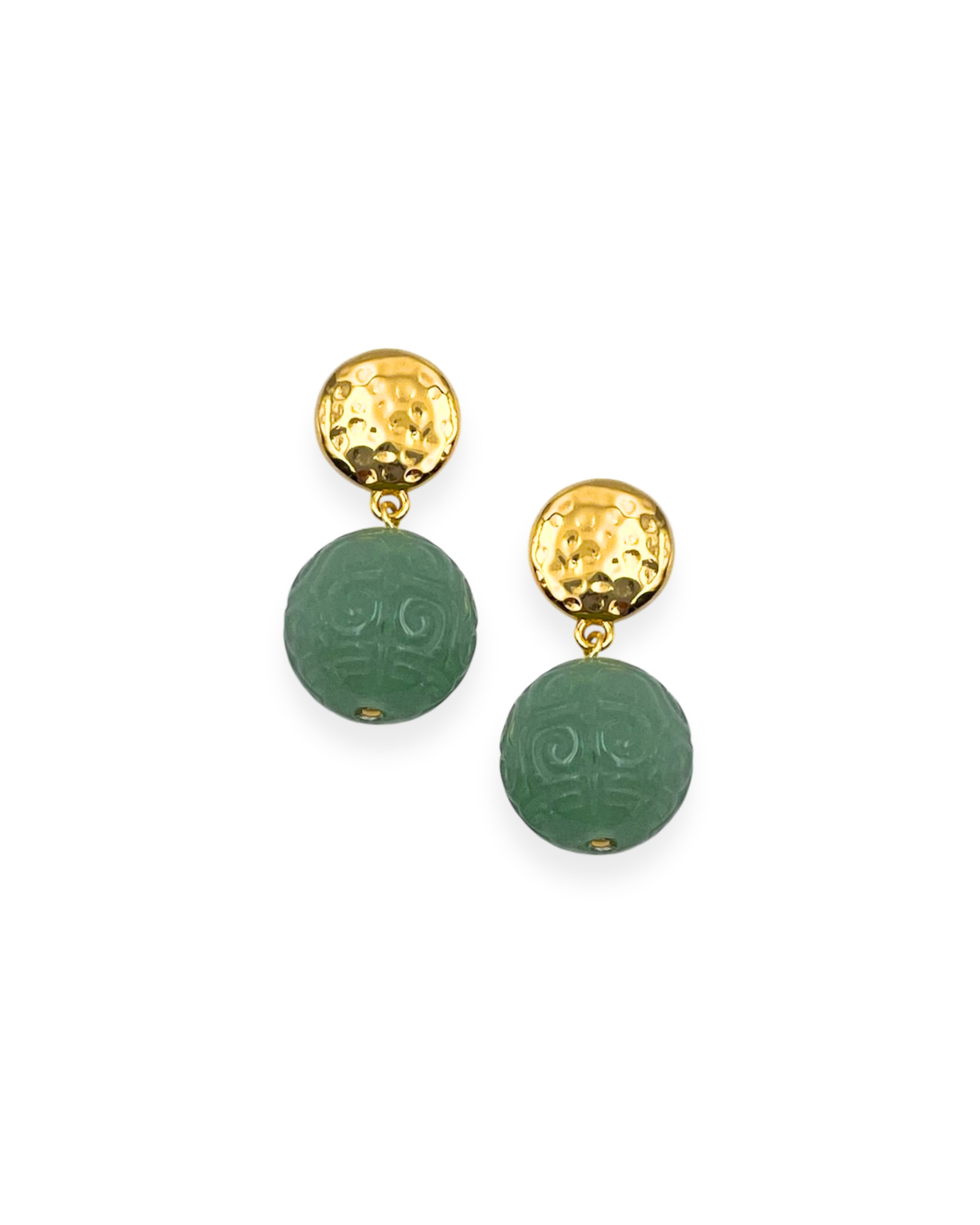 Carved Jade Drop Earrings