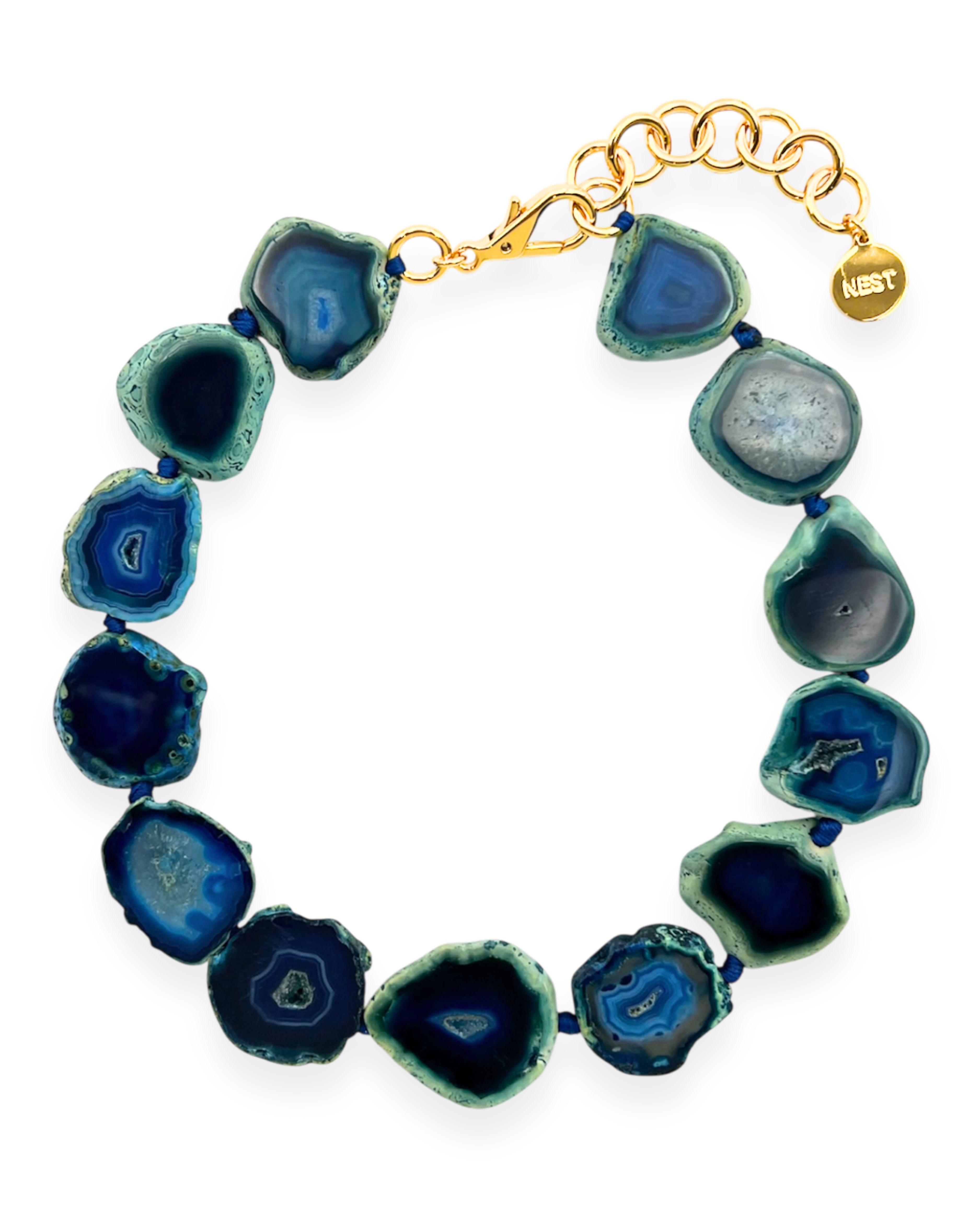 Blue Agate Slice Strand Necklace