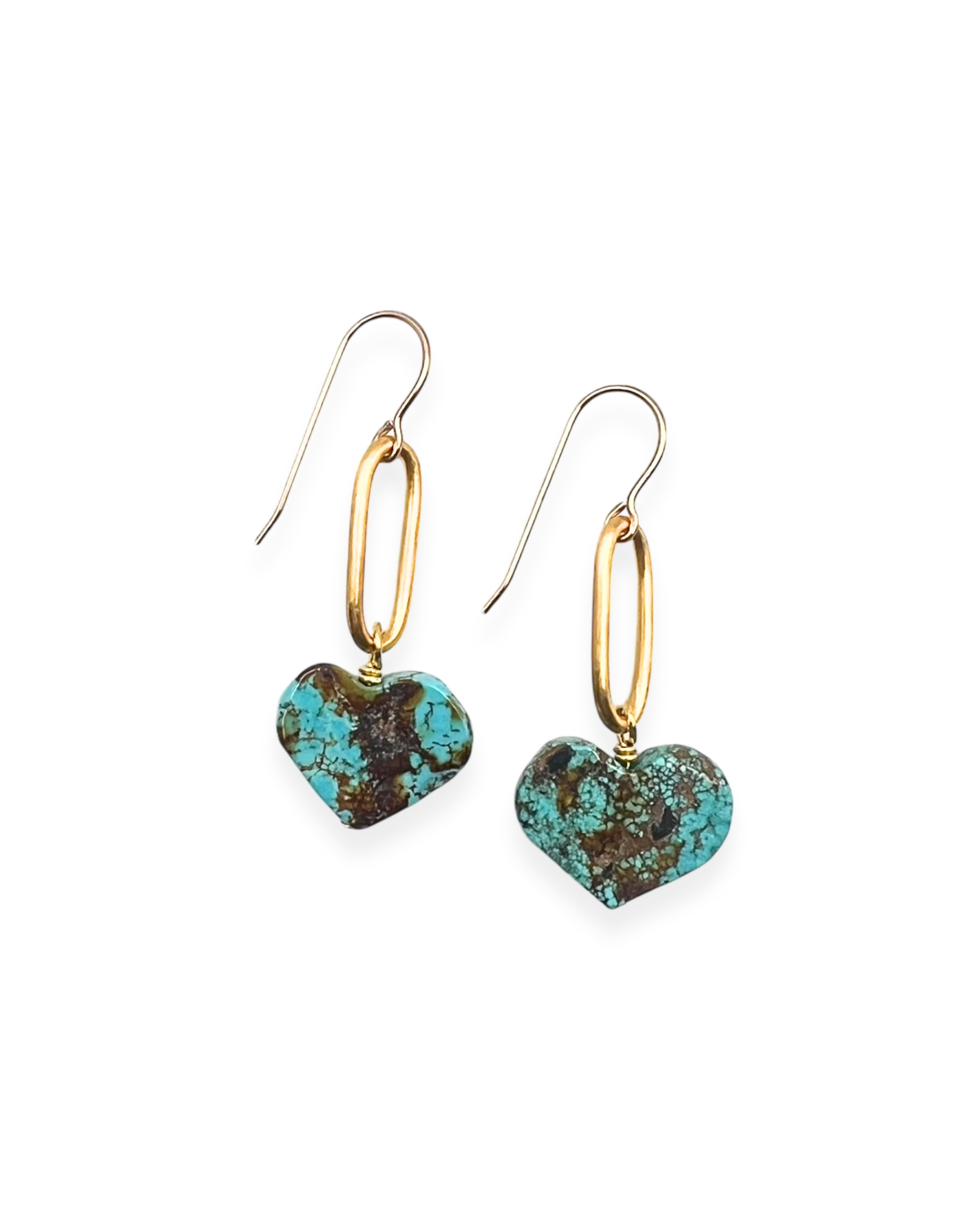 Turquoise Heart Drop Earrings