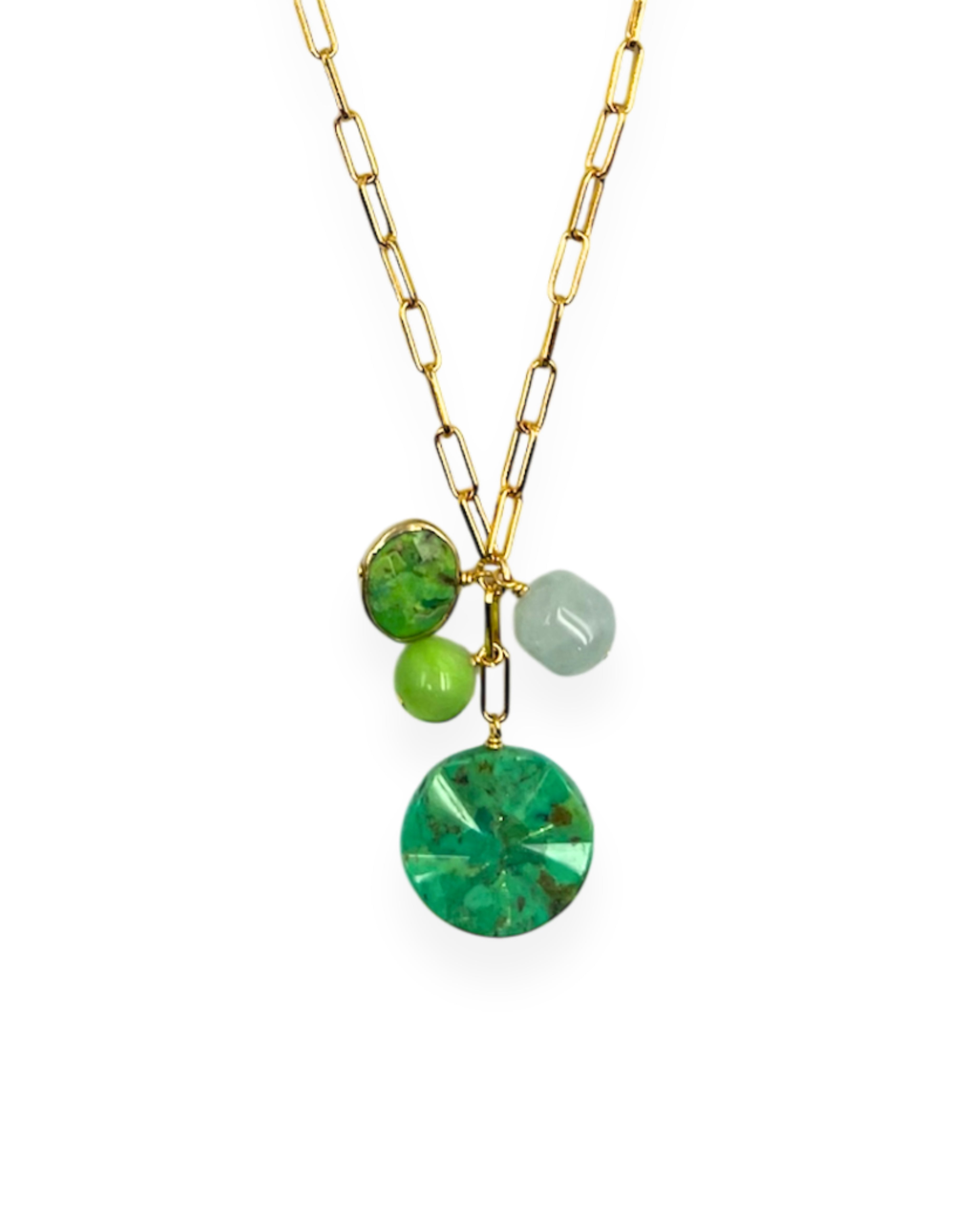 Green Turquoise Wavy Charm Necklace