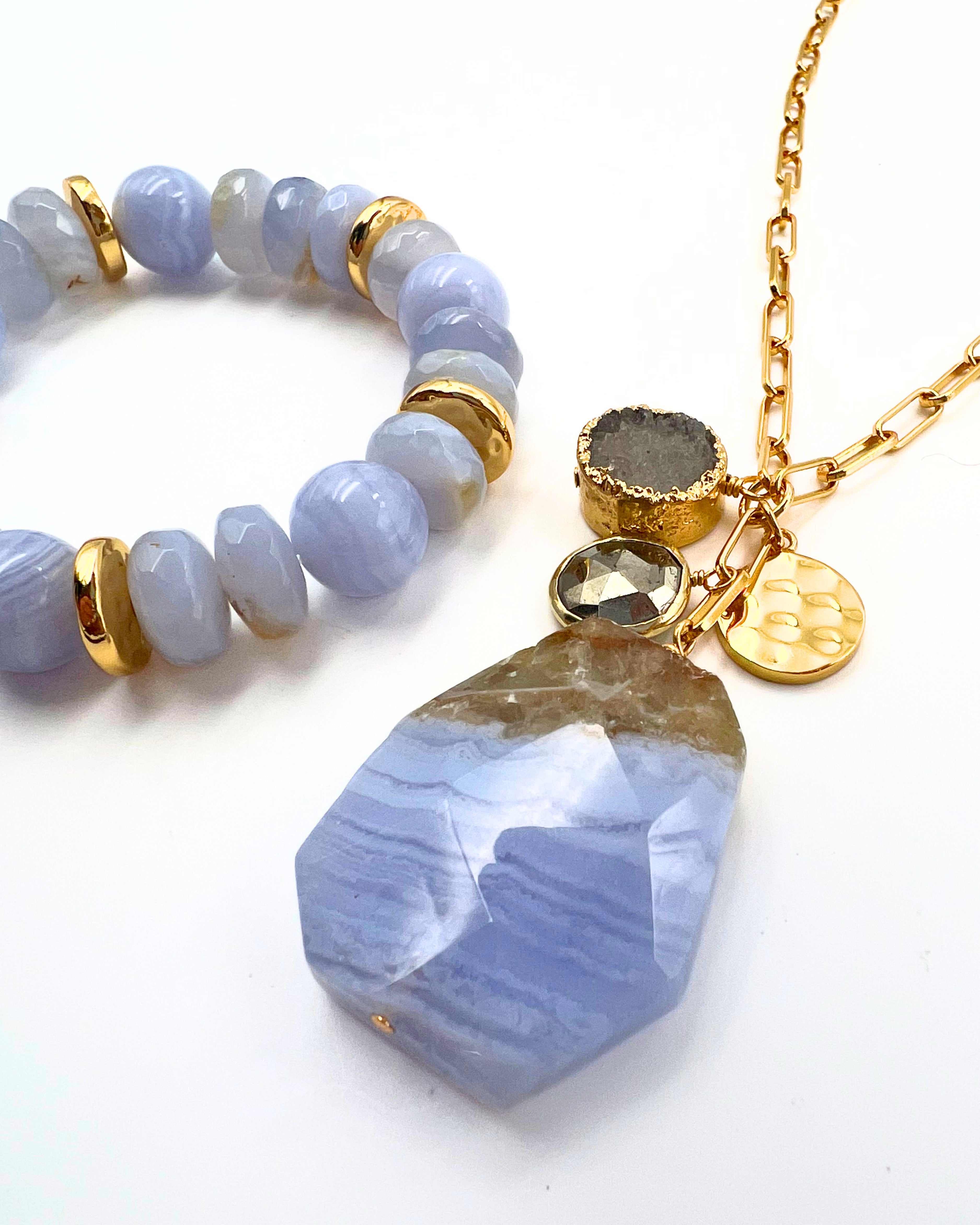 Lace Agate Charm Necklace