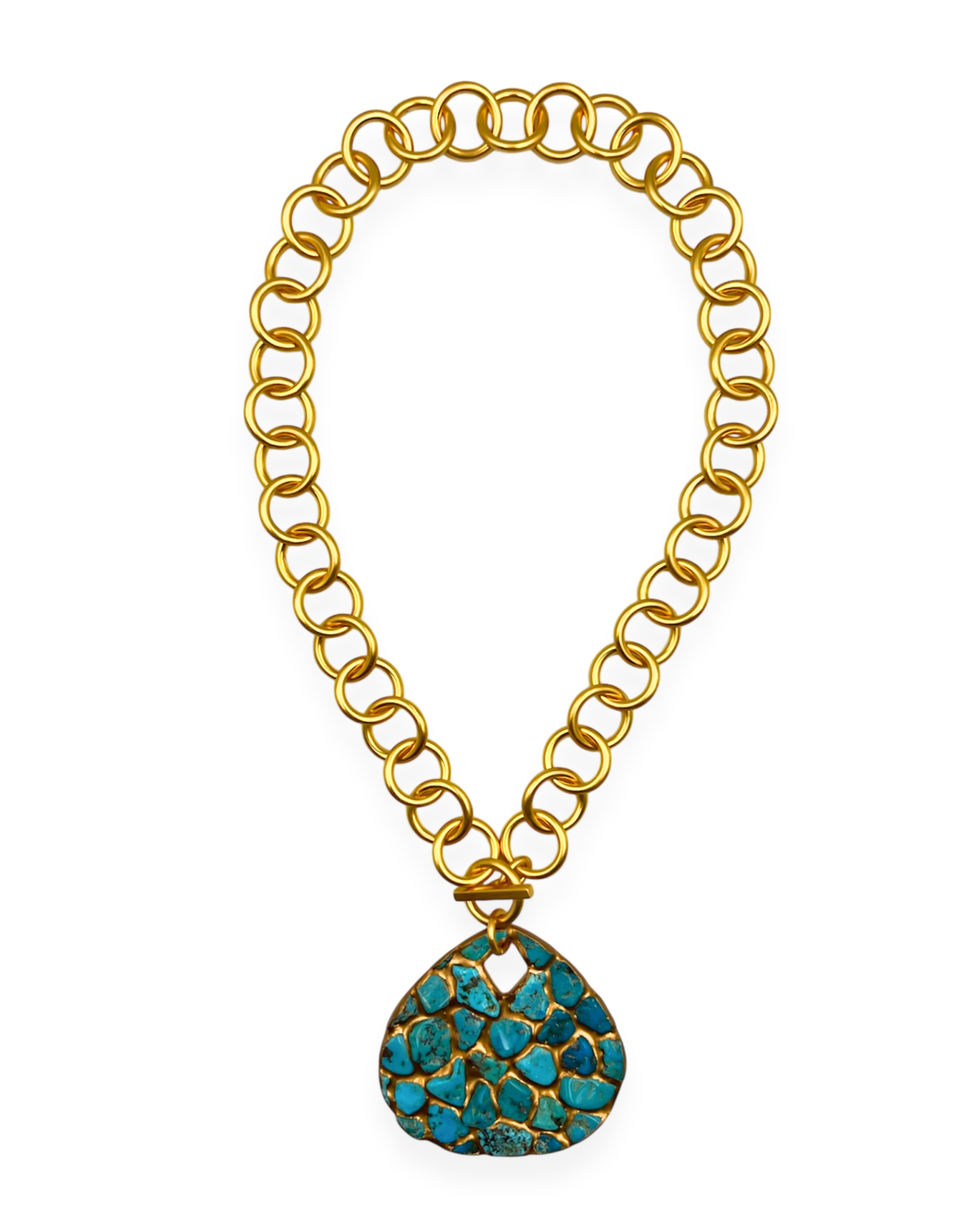 Turquoise Pendant Toggle Necklace