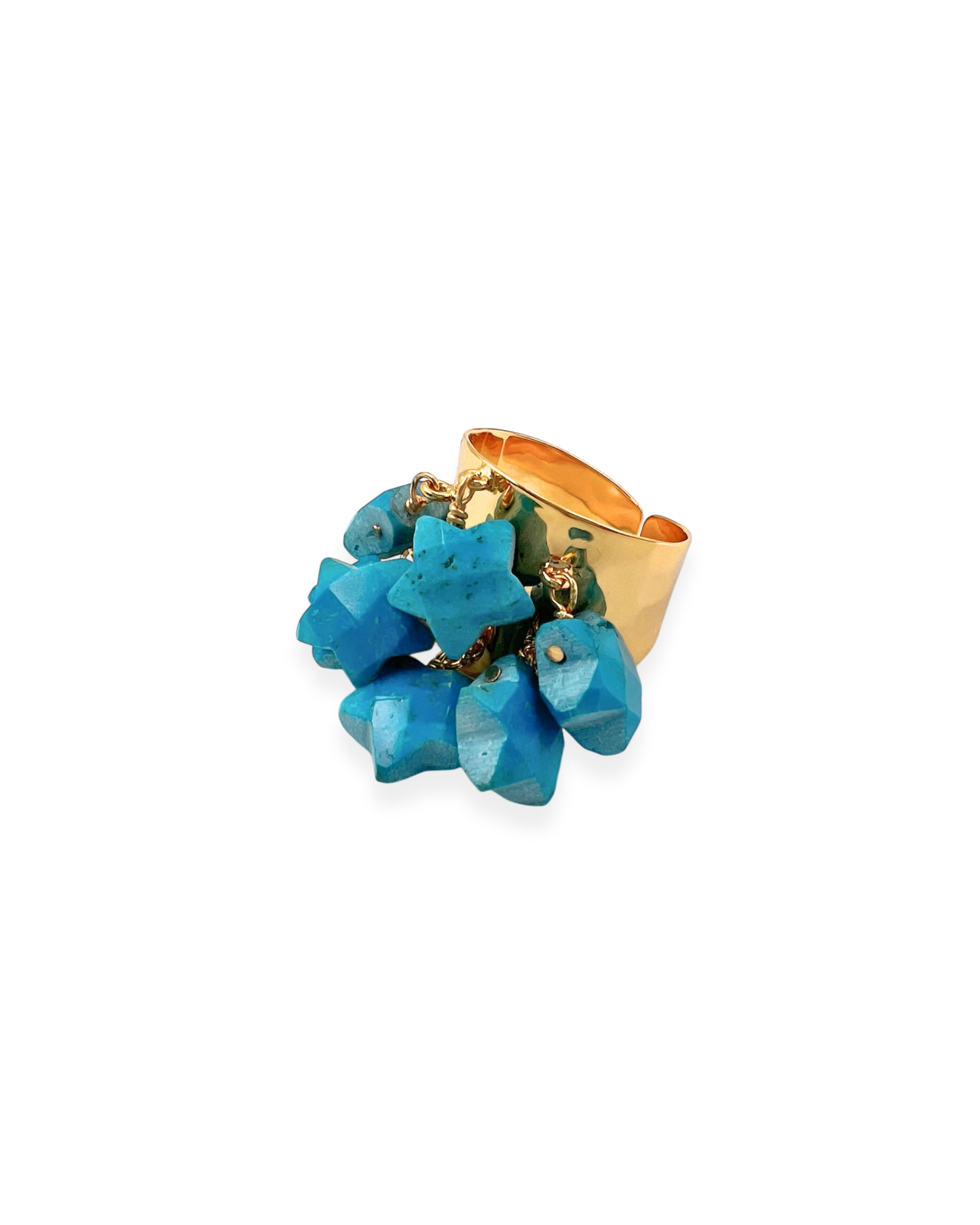 Turquoise Star Charm Adjustable Ring