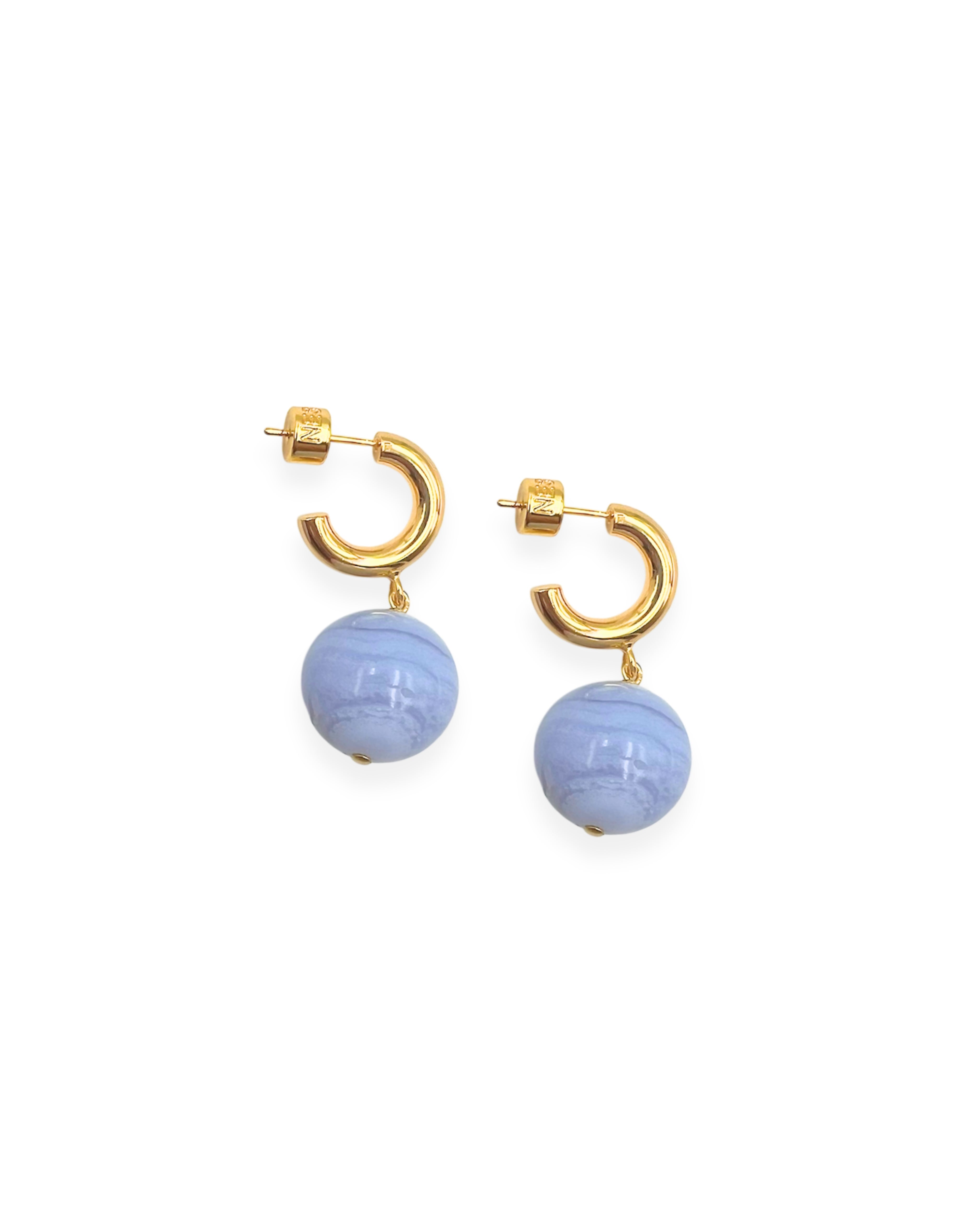 Lace Agate Huggie Hoop Earrings