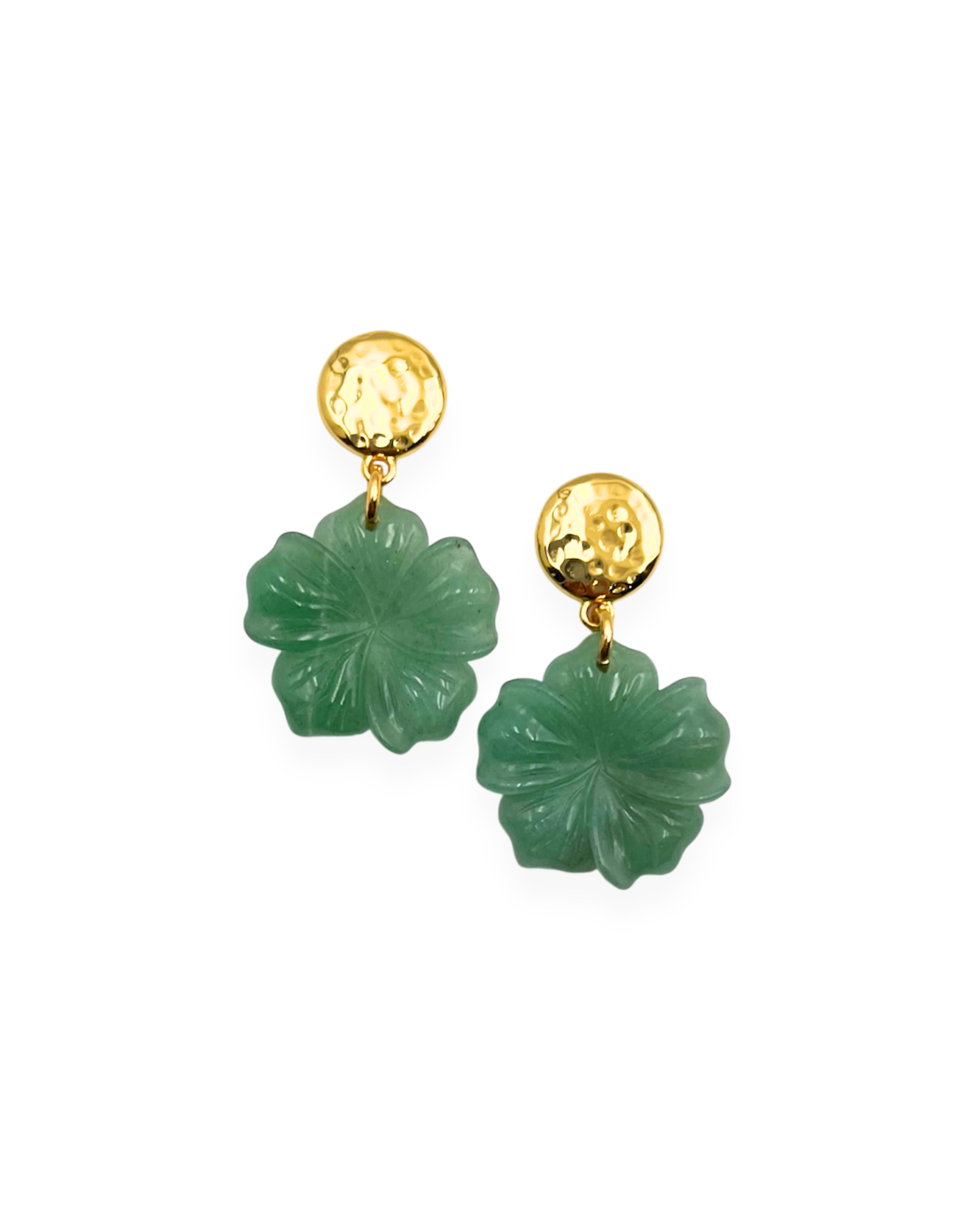 Jade Aventurine Flower Earrings