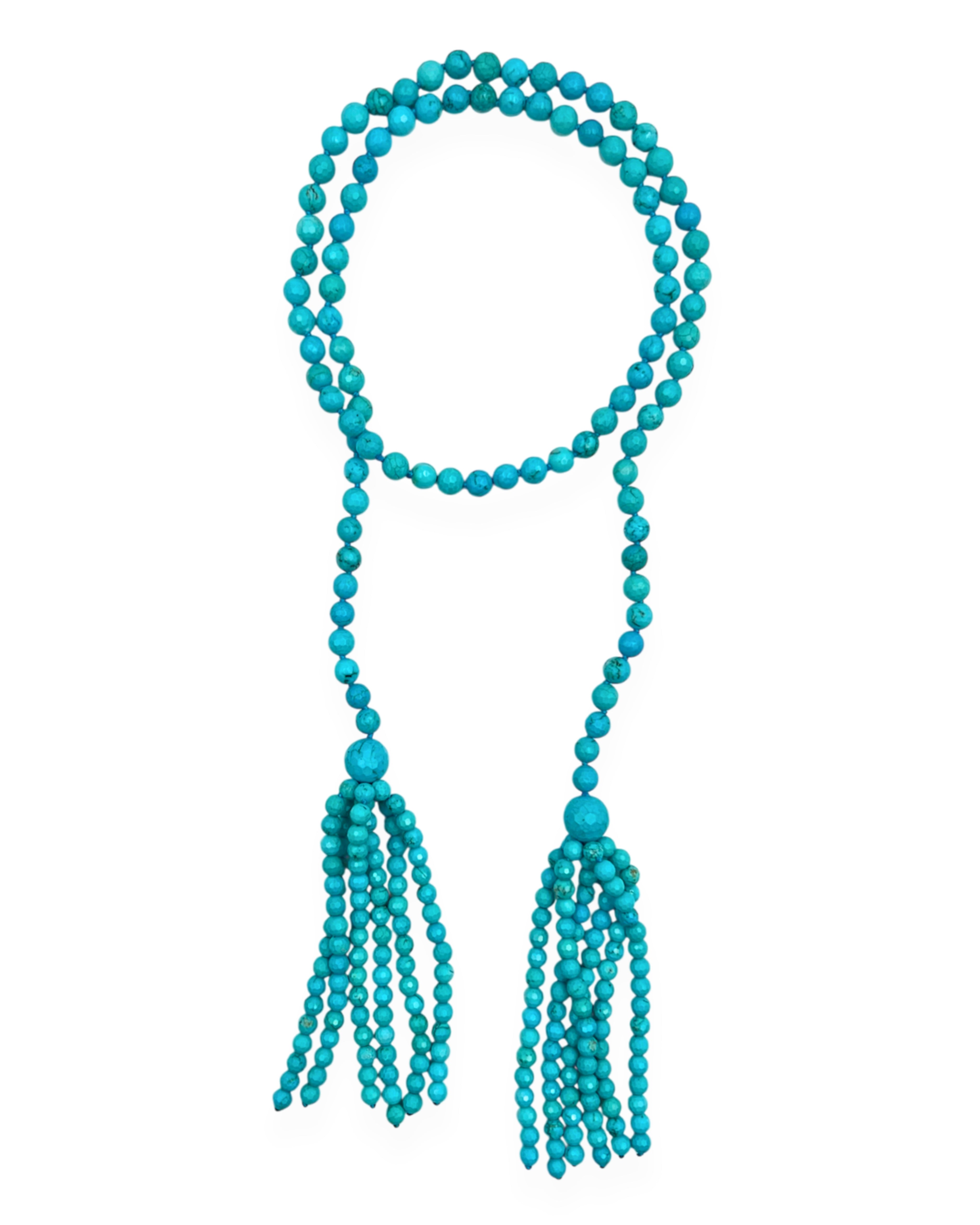 Turquoise Tassel Lariat Necklace