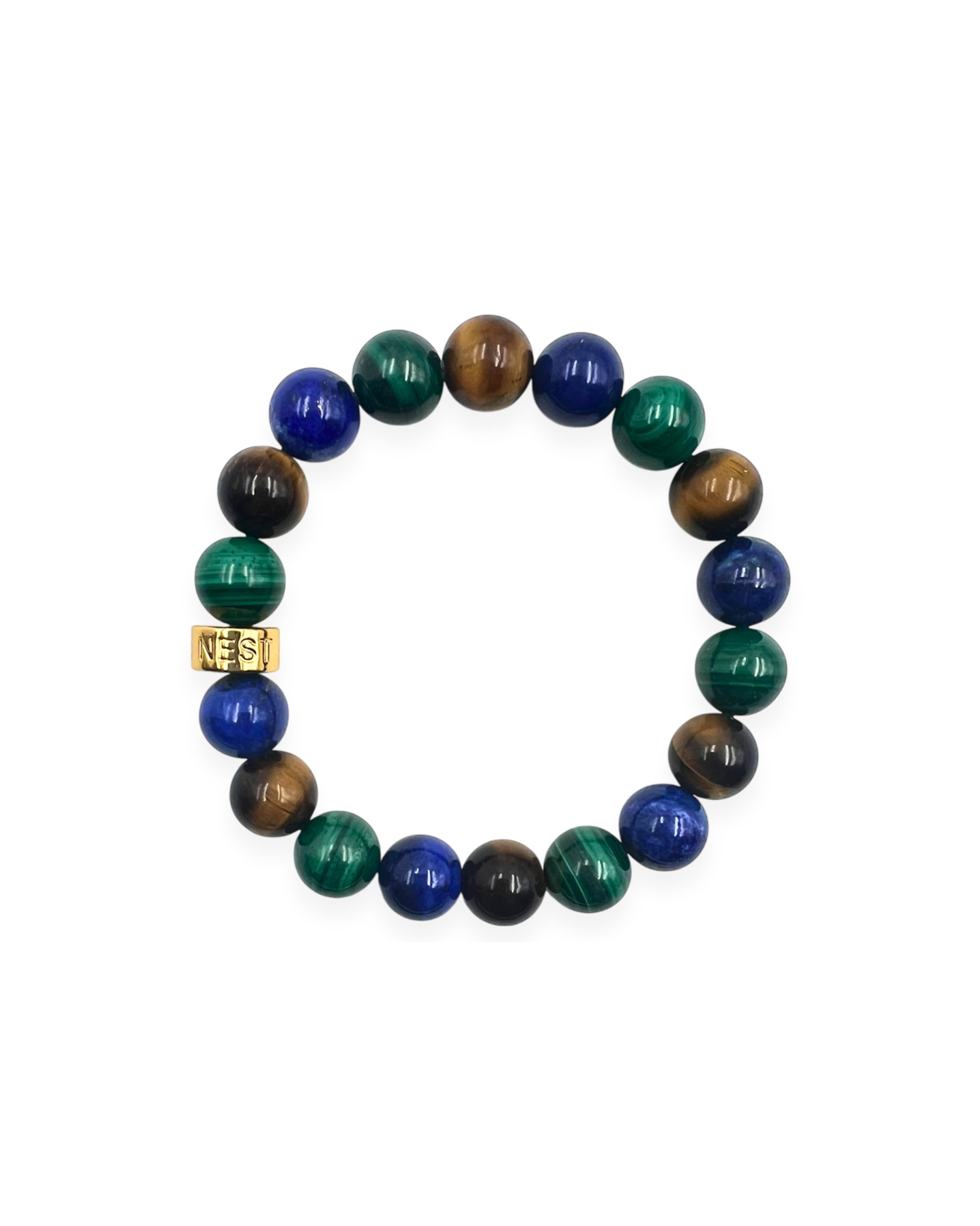 Lapis, Malachite & Tigers Eye Stretch Bracelet