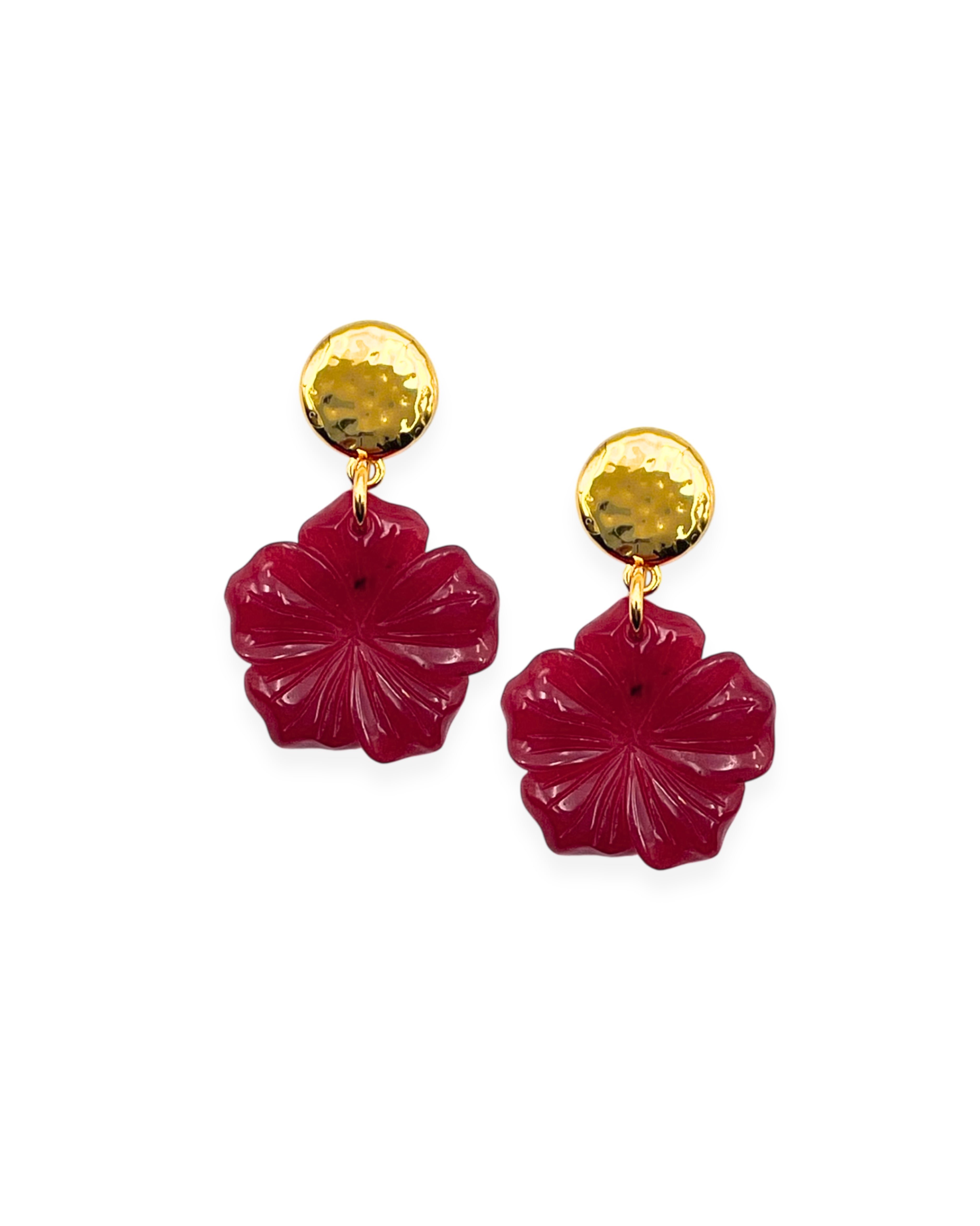 Ruby Quartz Flower Drop Earrings