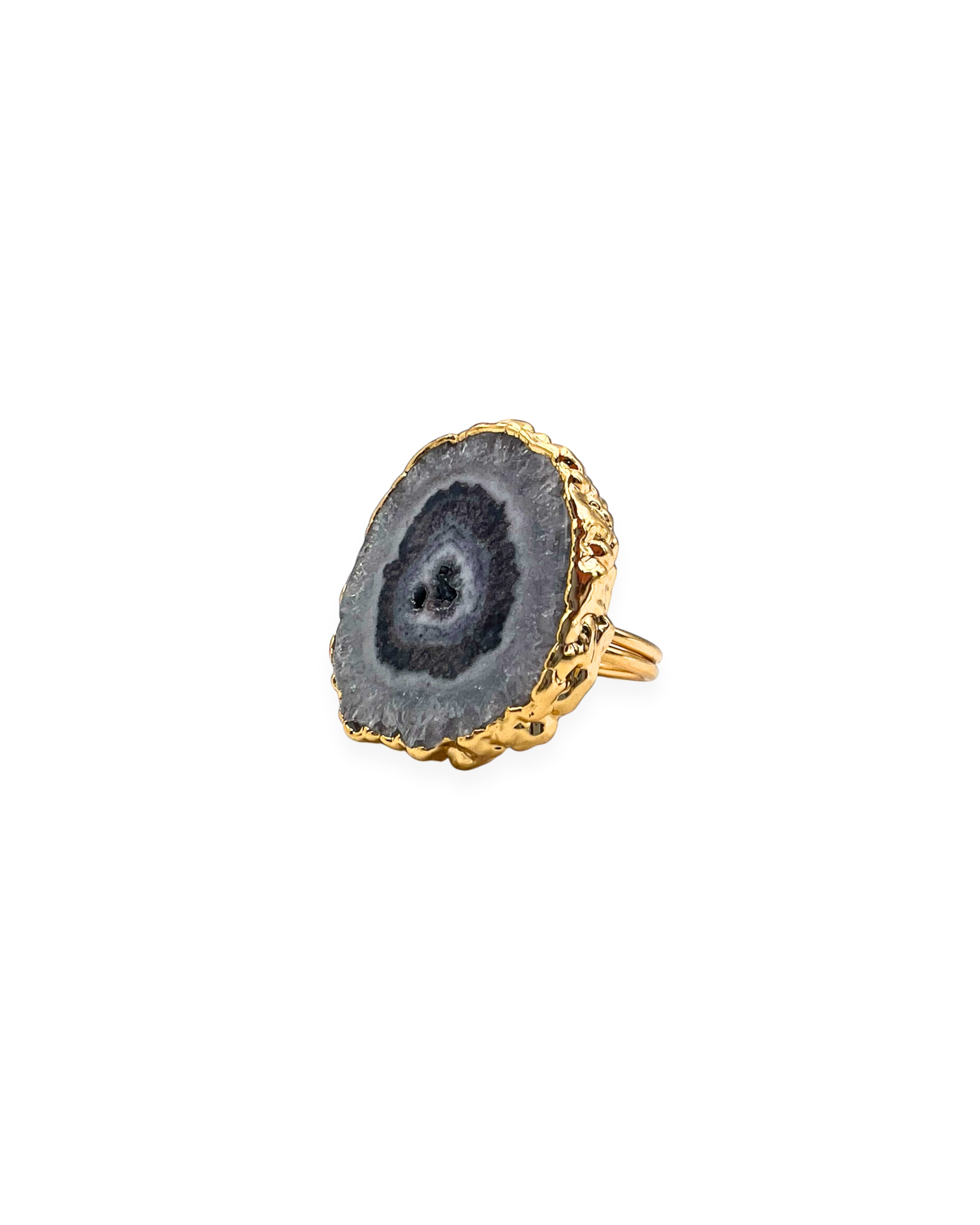 Gray Agate Adjustable Ring
