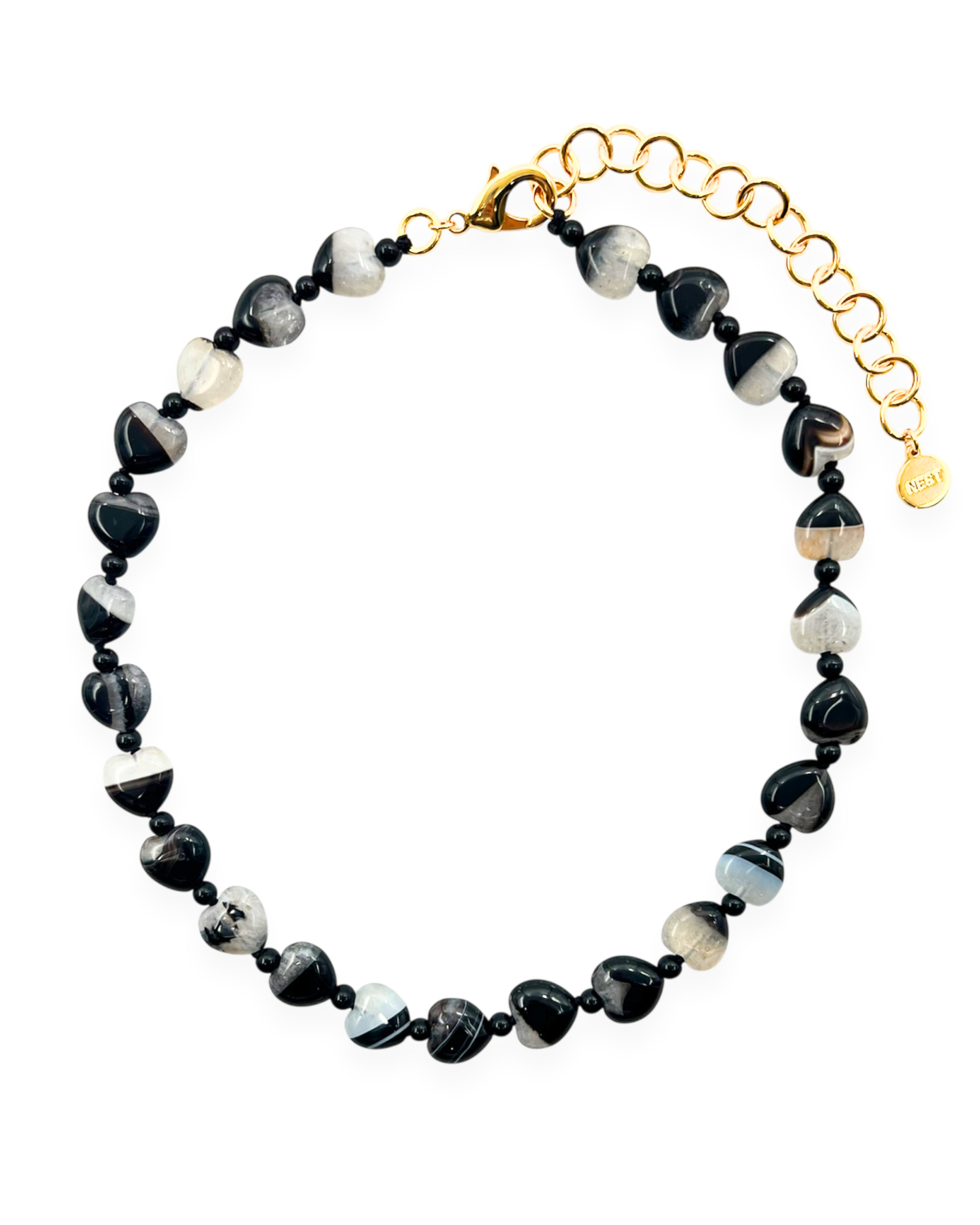 Agate Heart Strand Necklace
